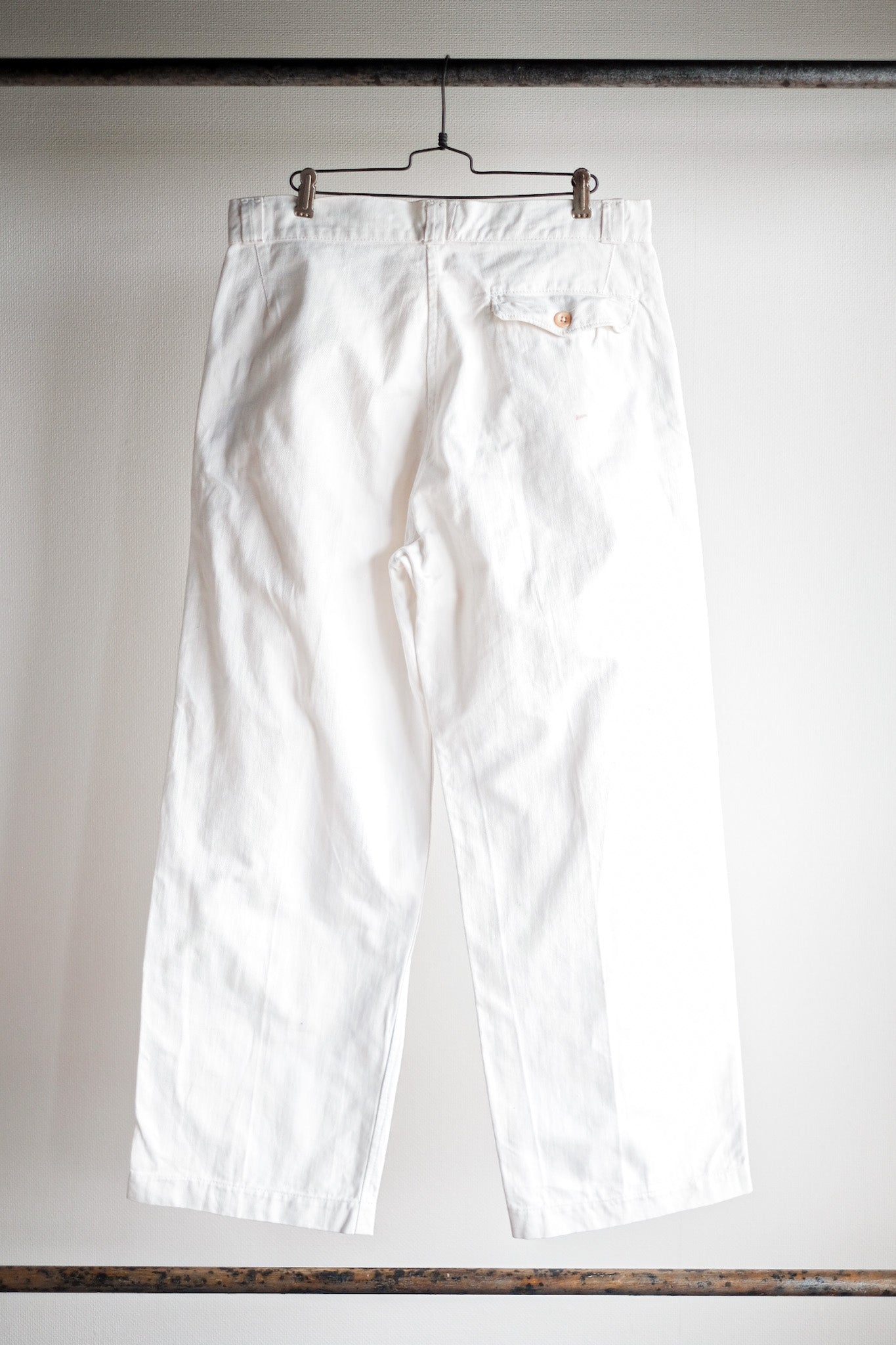 【~50's】French Army White Cotton Trousers Size. 84