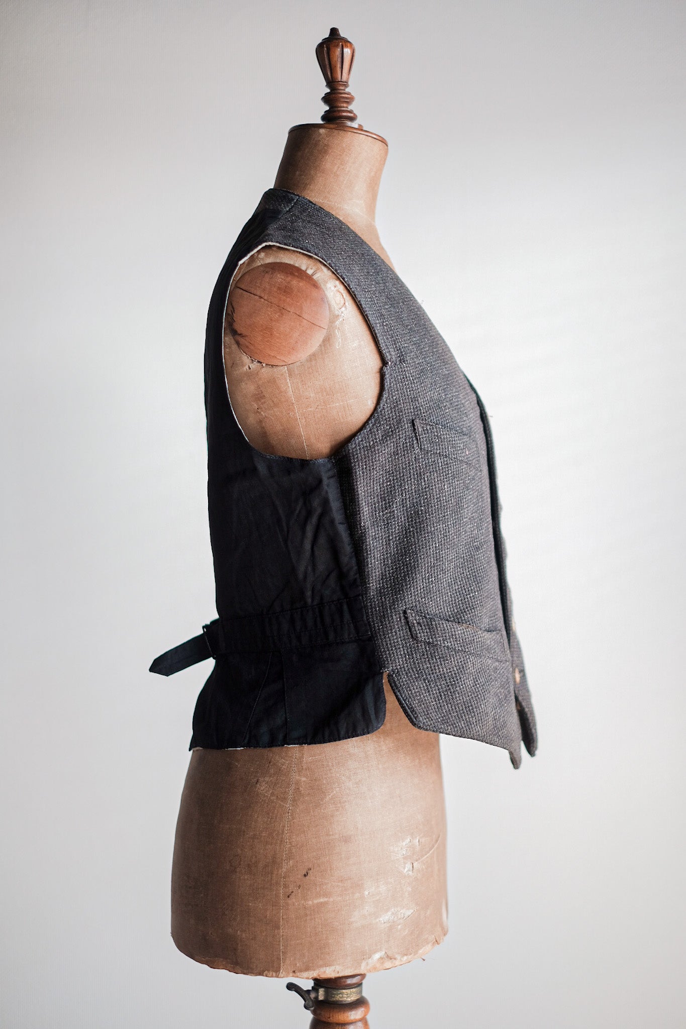 【~30's】French Vintage Gray Wool Work Gilet