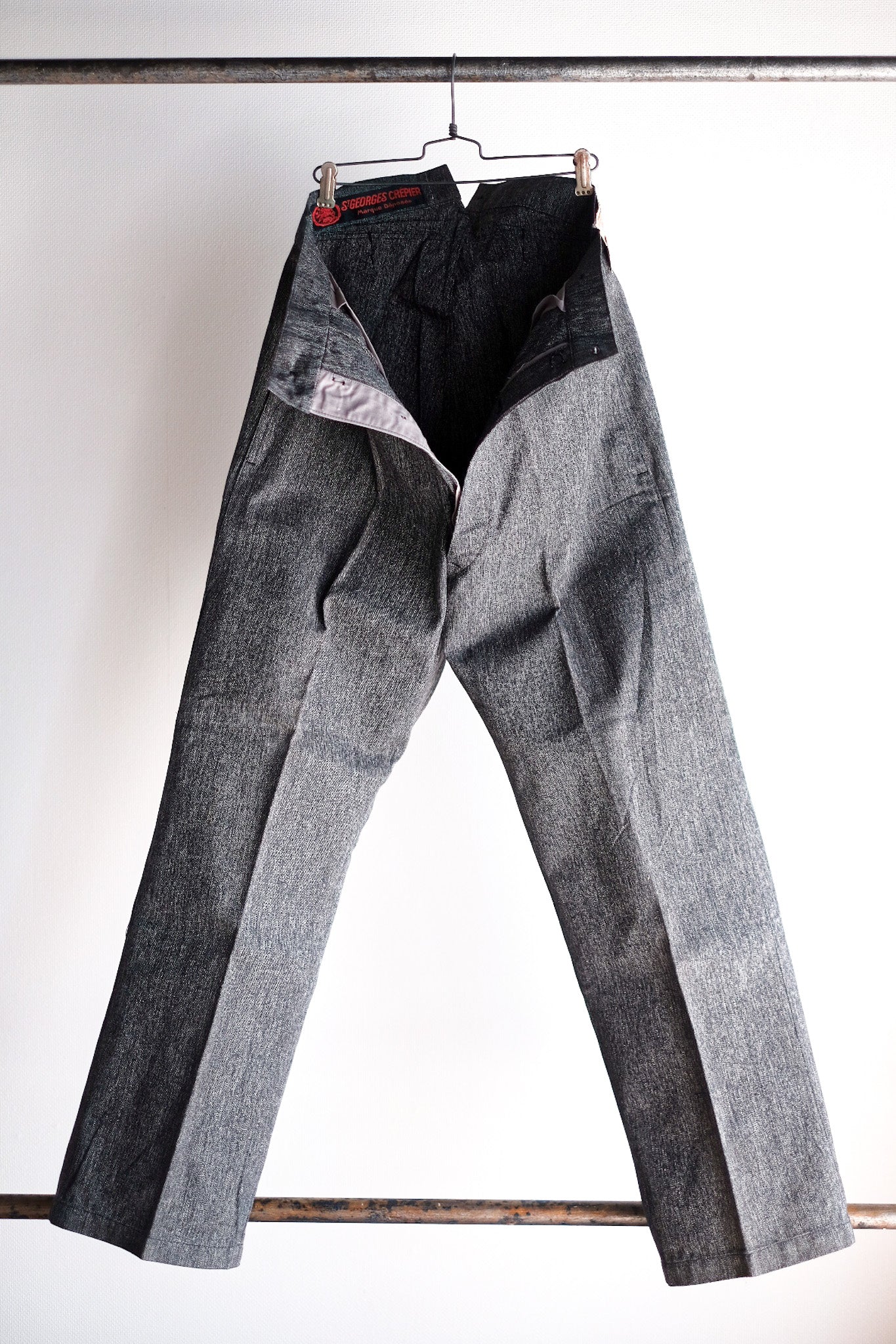 【~30's】French Vintage Black Chambray Work Pants "Dead Stock"