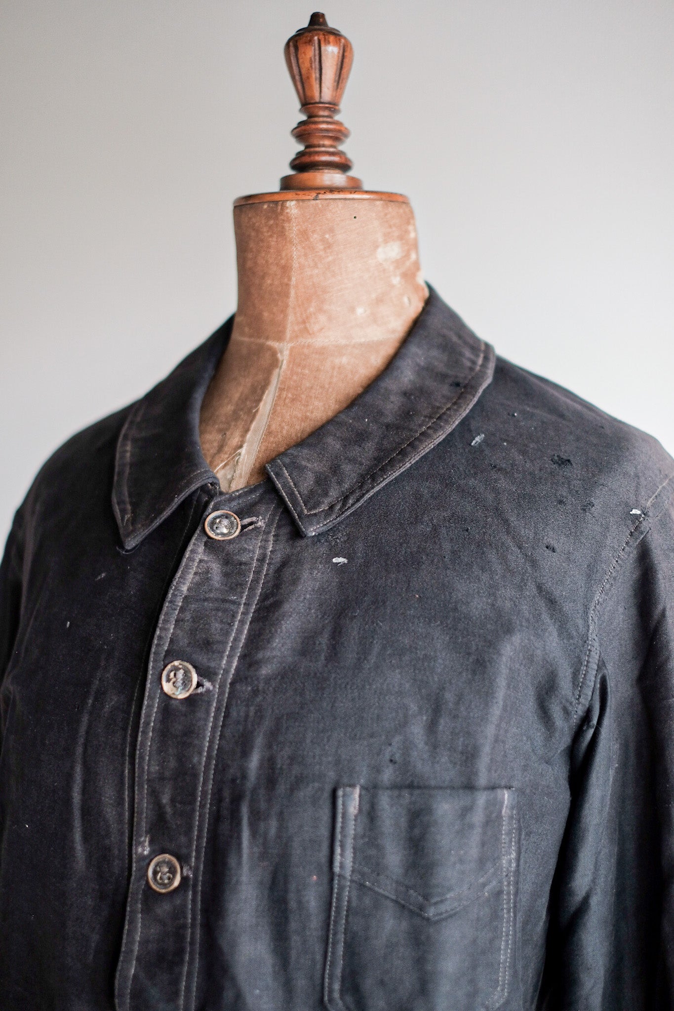 【~20's】French Vintage Black Moleskin Work Jacket "6 Buttons"
