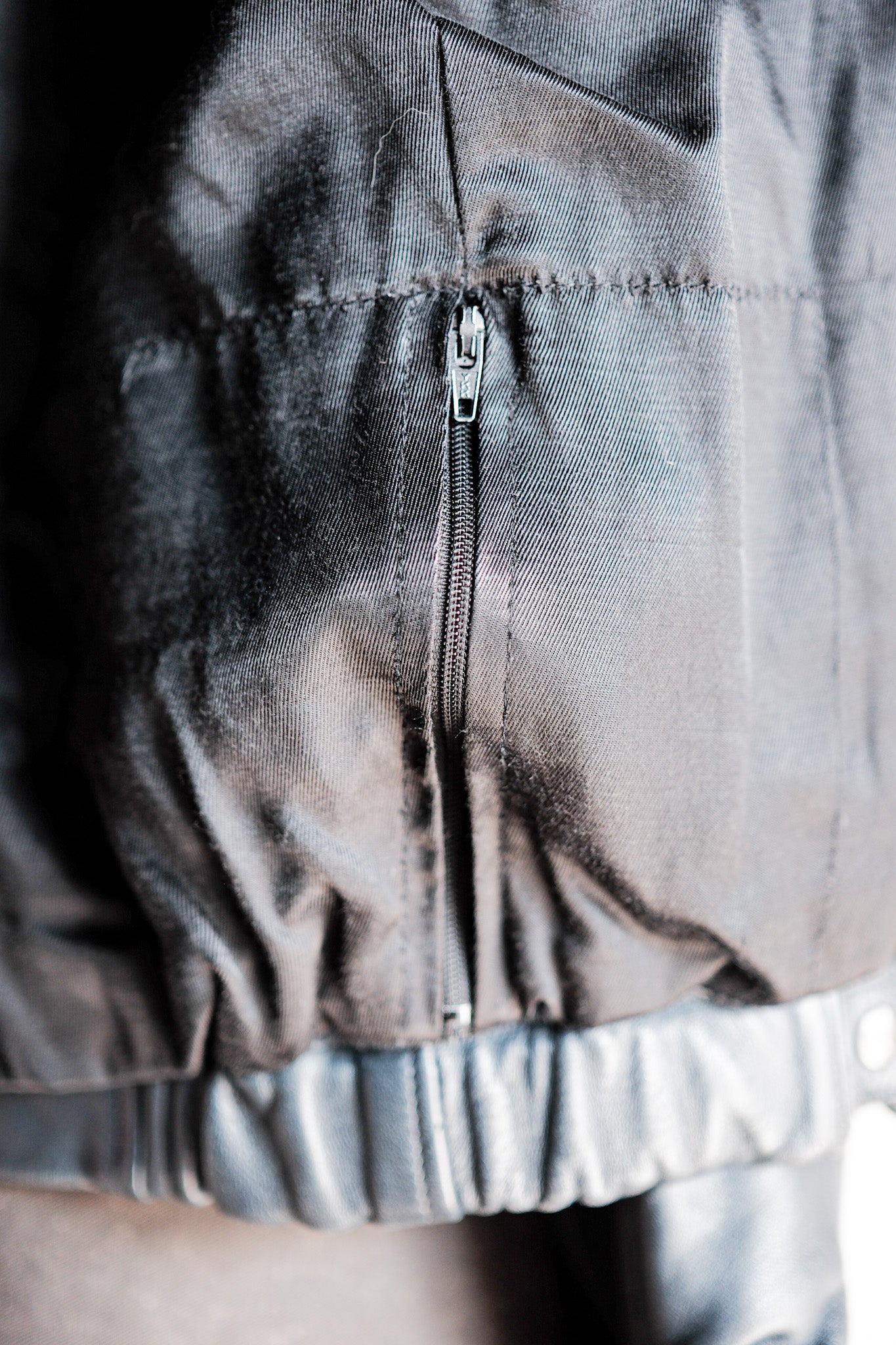 【~70's】French Air Force Pilot Leather Jacket With Chin Strap Size.96M