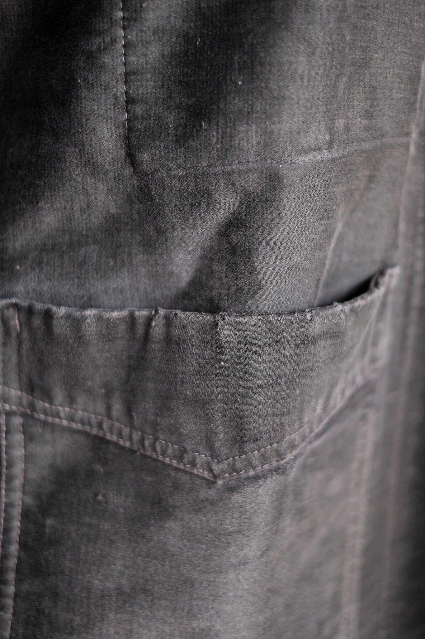 【~40's】French Vintage Black Moleskin Work Jacket "Le Mont St. Michel"