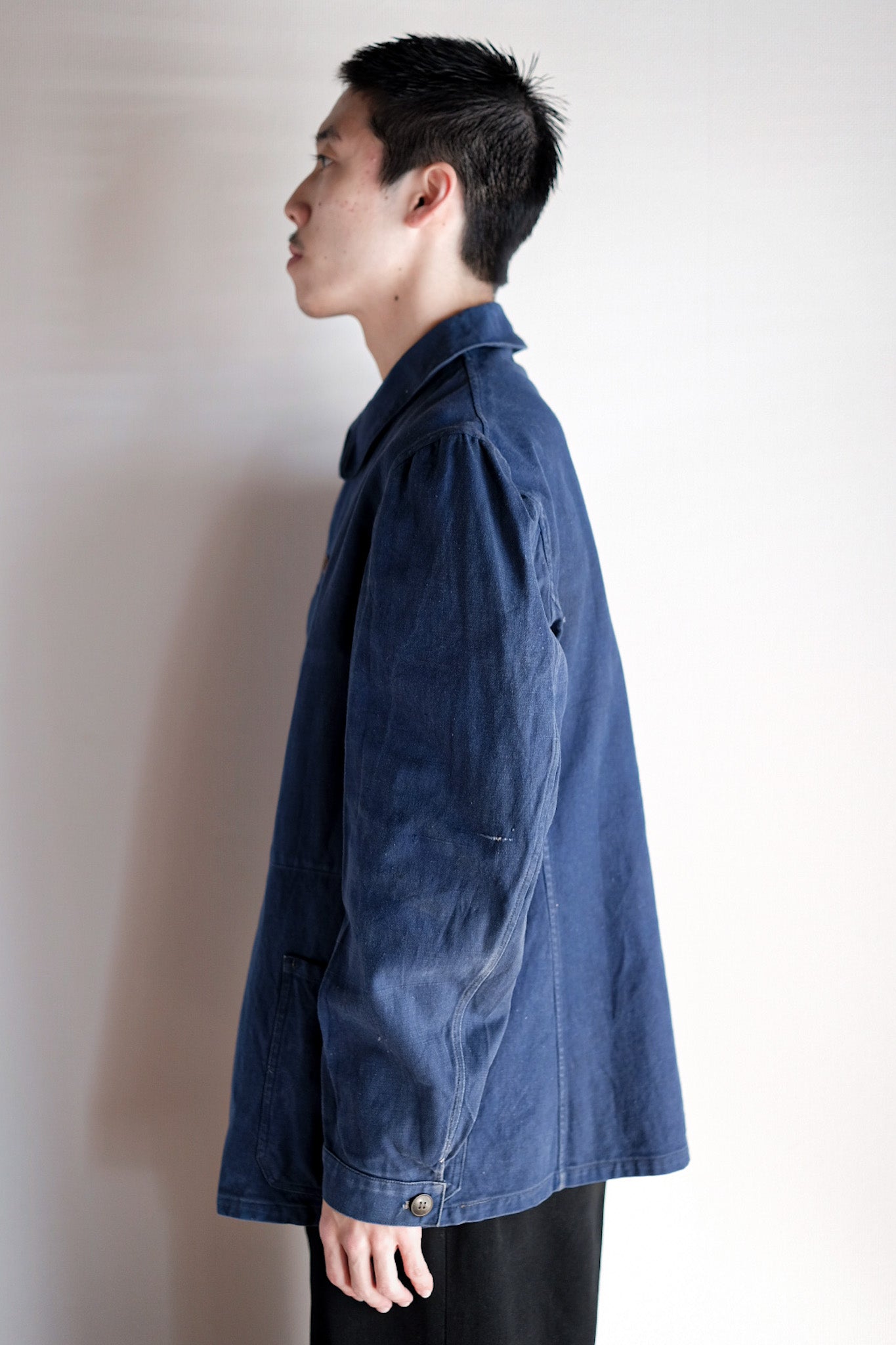 【~40's】French Navy Indigo Cotton Twill Chore Jacket