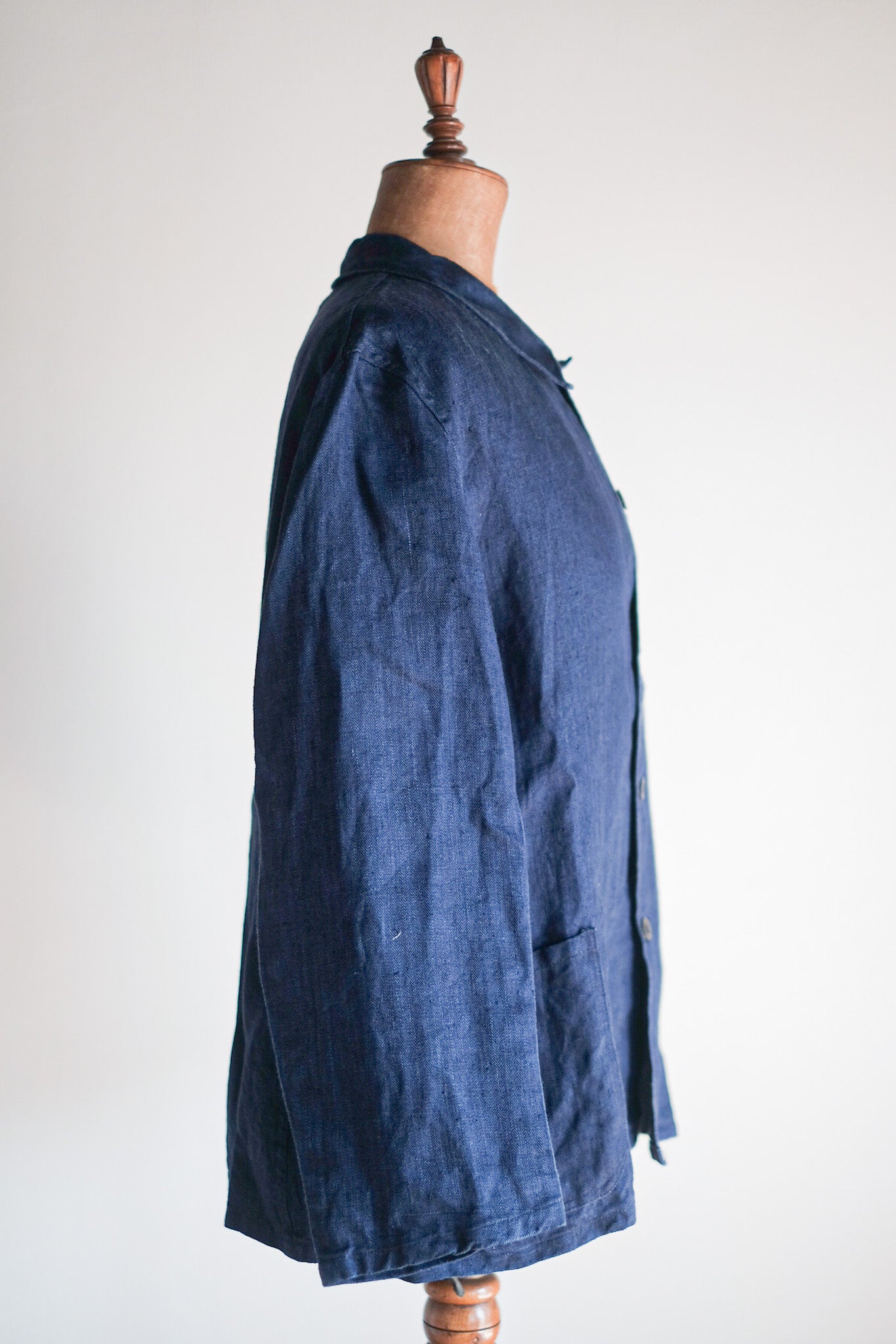 【~40's】French Vintage Indigo HBT Linen Work Jacket