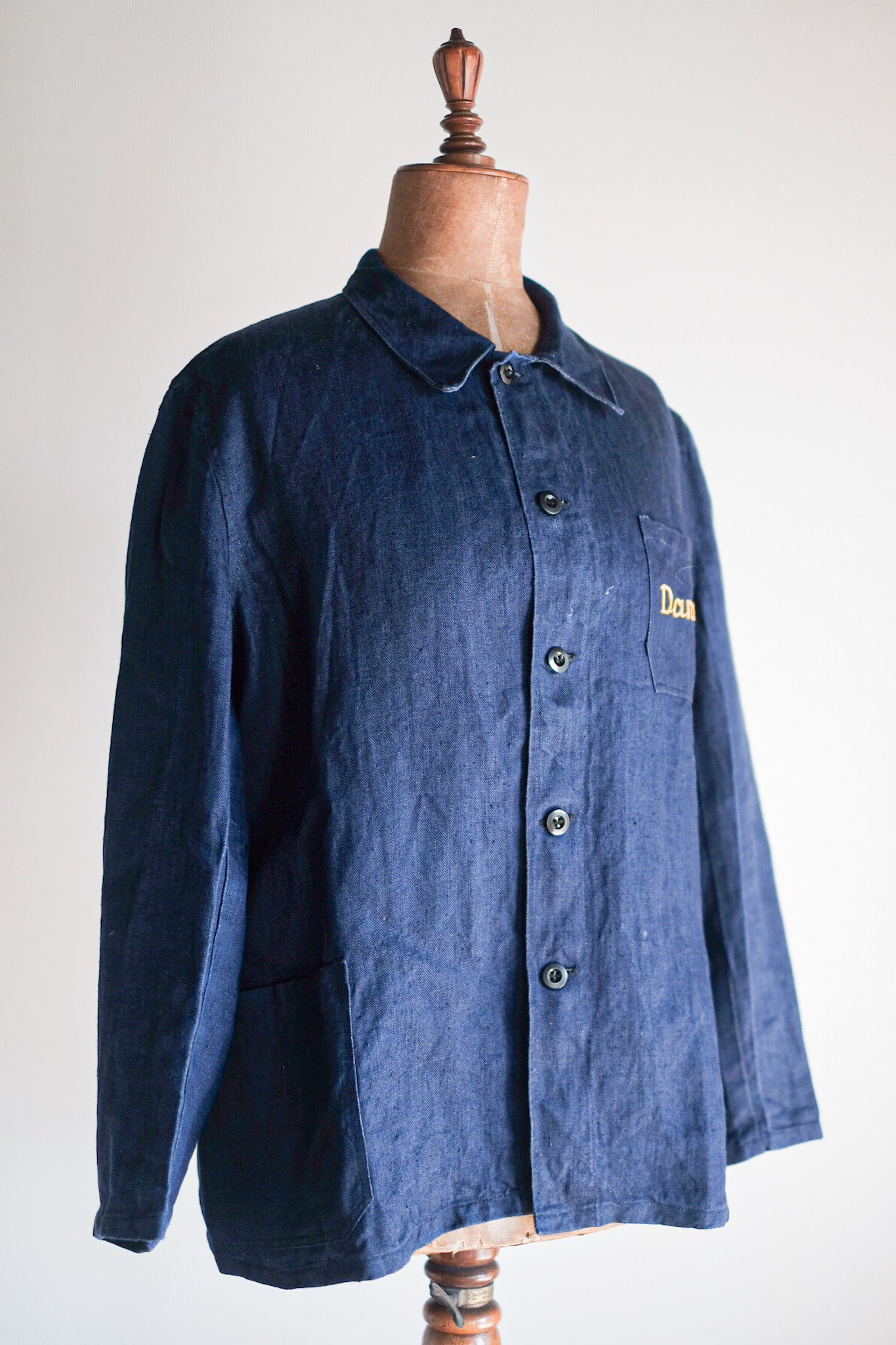【~40's】French Vintage Indigo HBT Linen Work Jacket