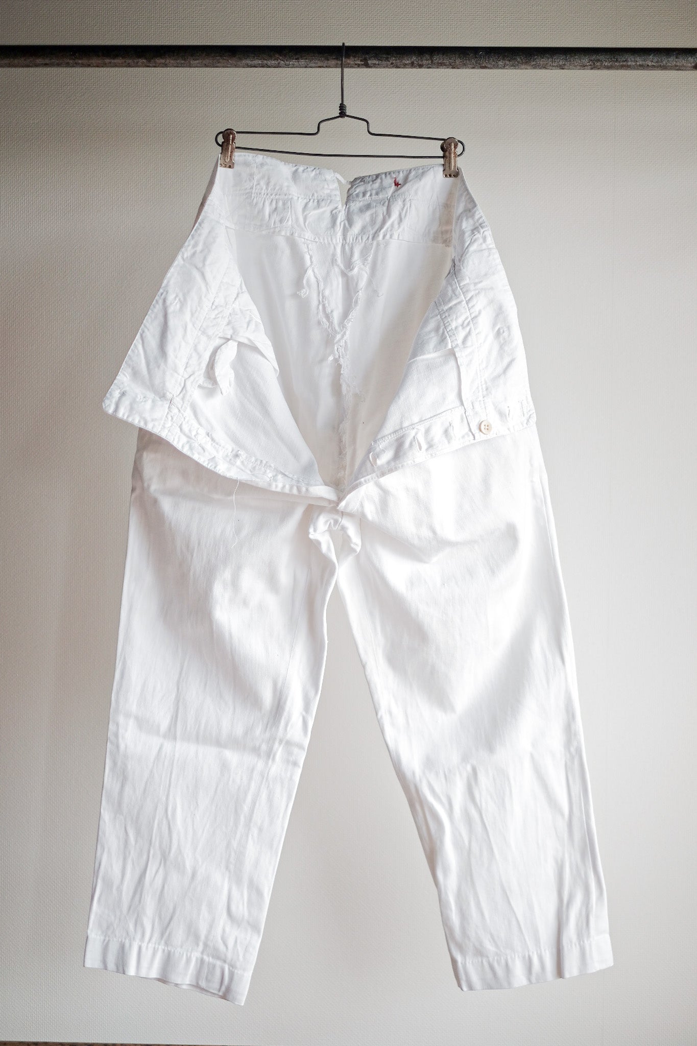 【~30's】French Navy White Cotton Trousers