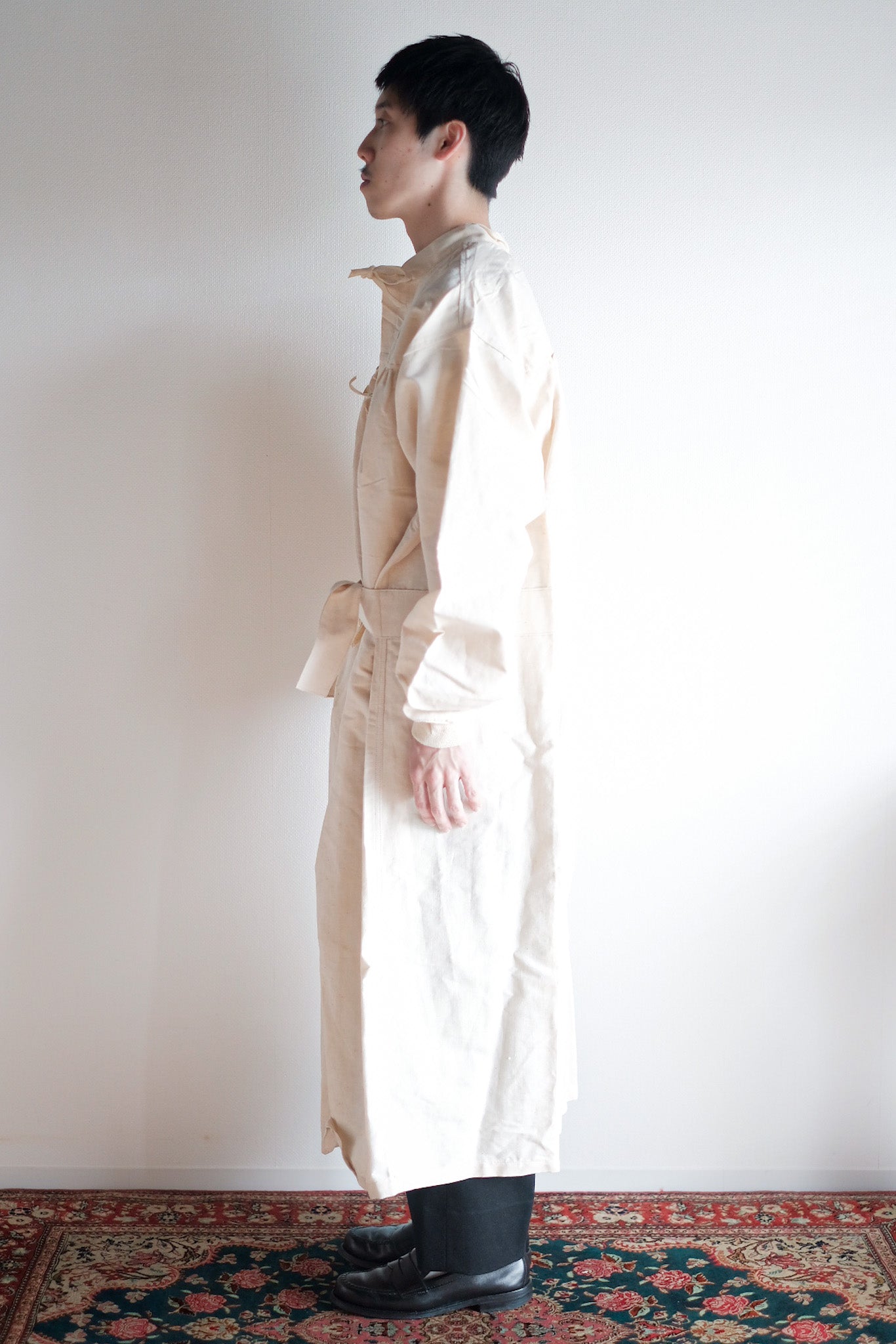 【~50's】French Army Surgeon Linen Coat Hospital Military "Dead Stock"