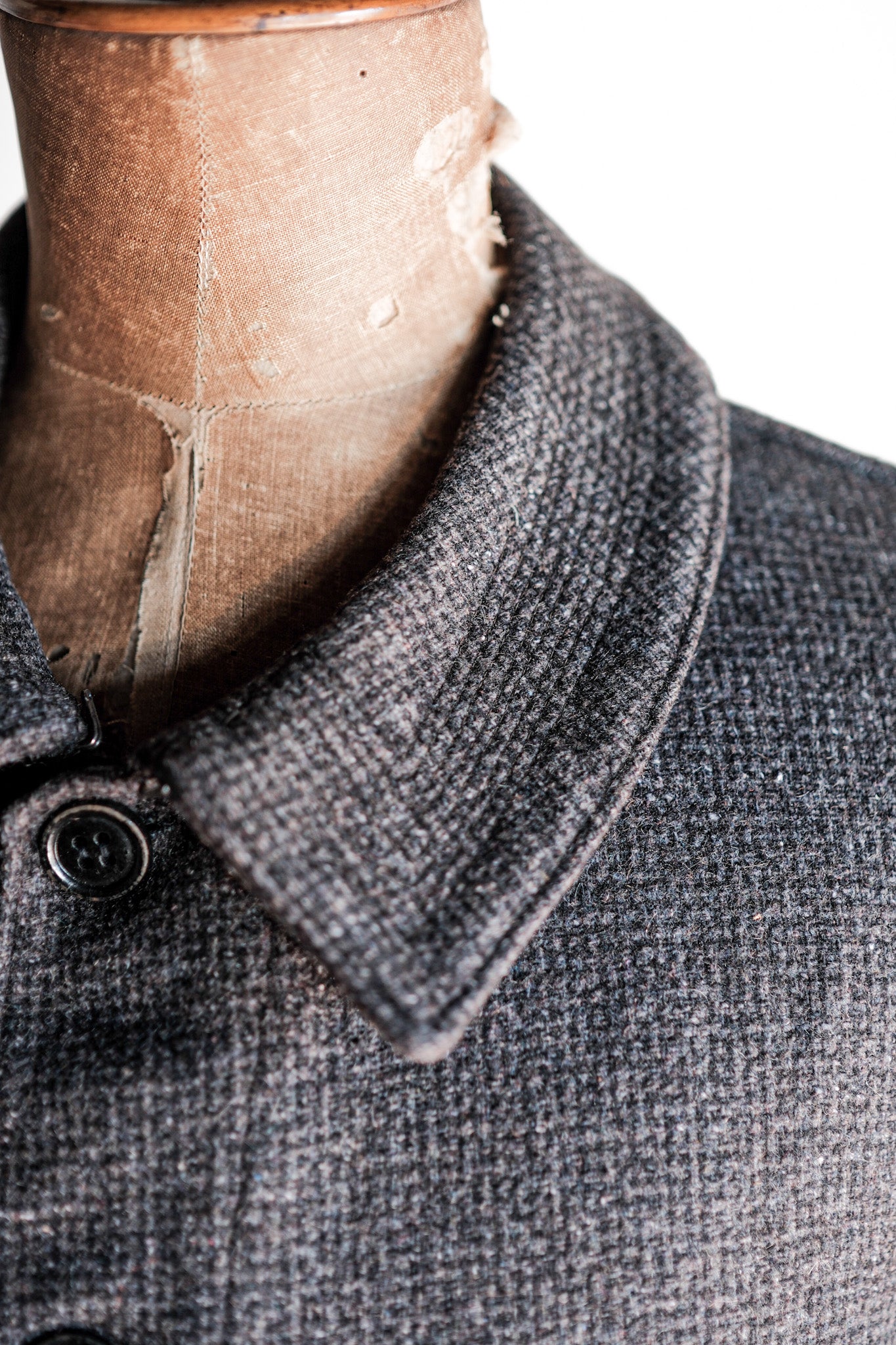 【~50's】French Vintage Gray Wool Checked Work Jacket