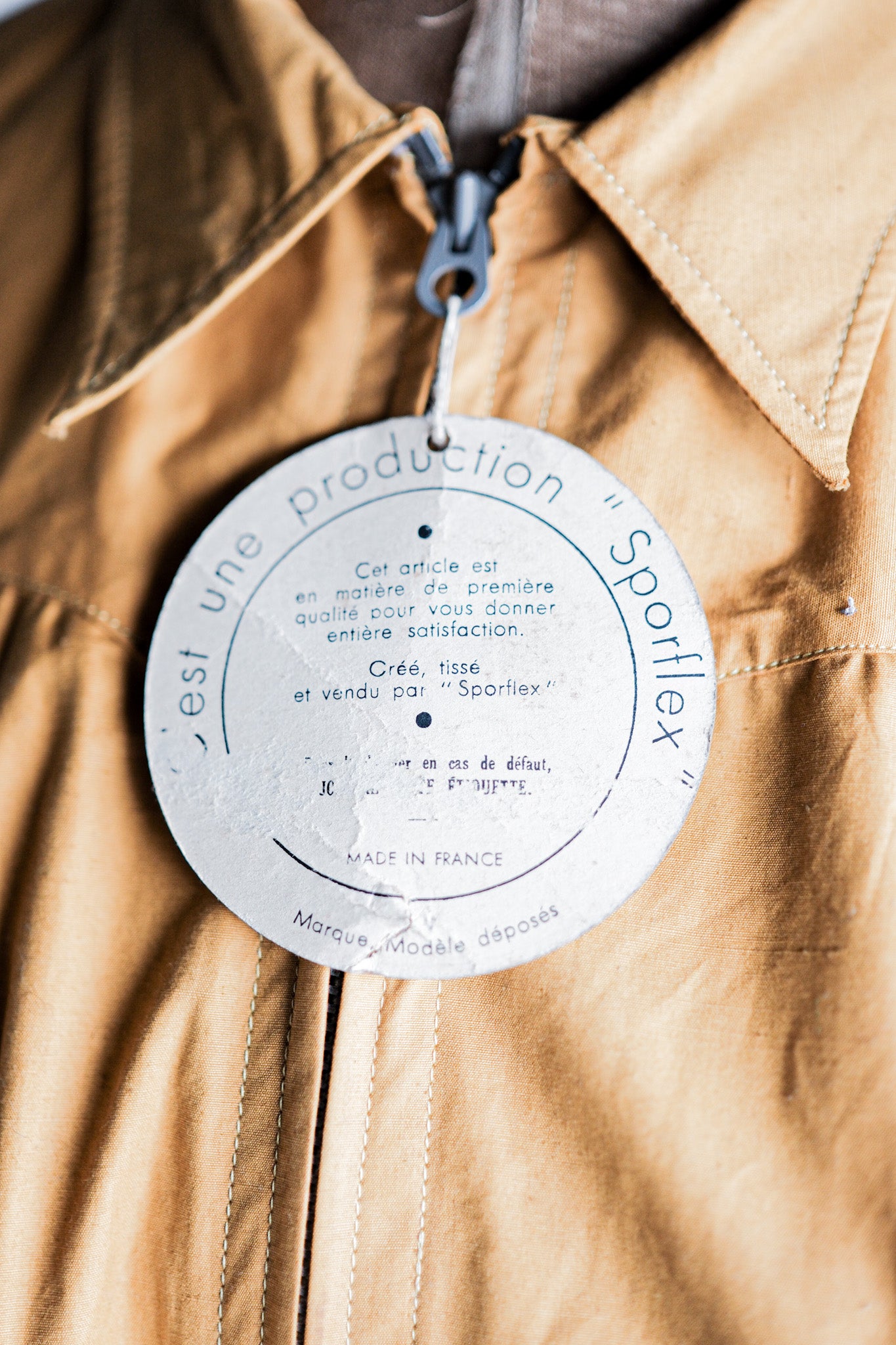 【~40's】French Vintage Yellow Cotton Jacket "Dead Stock"