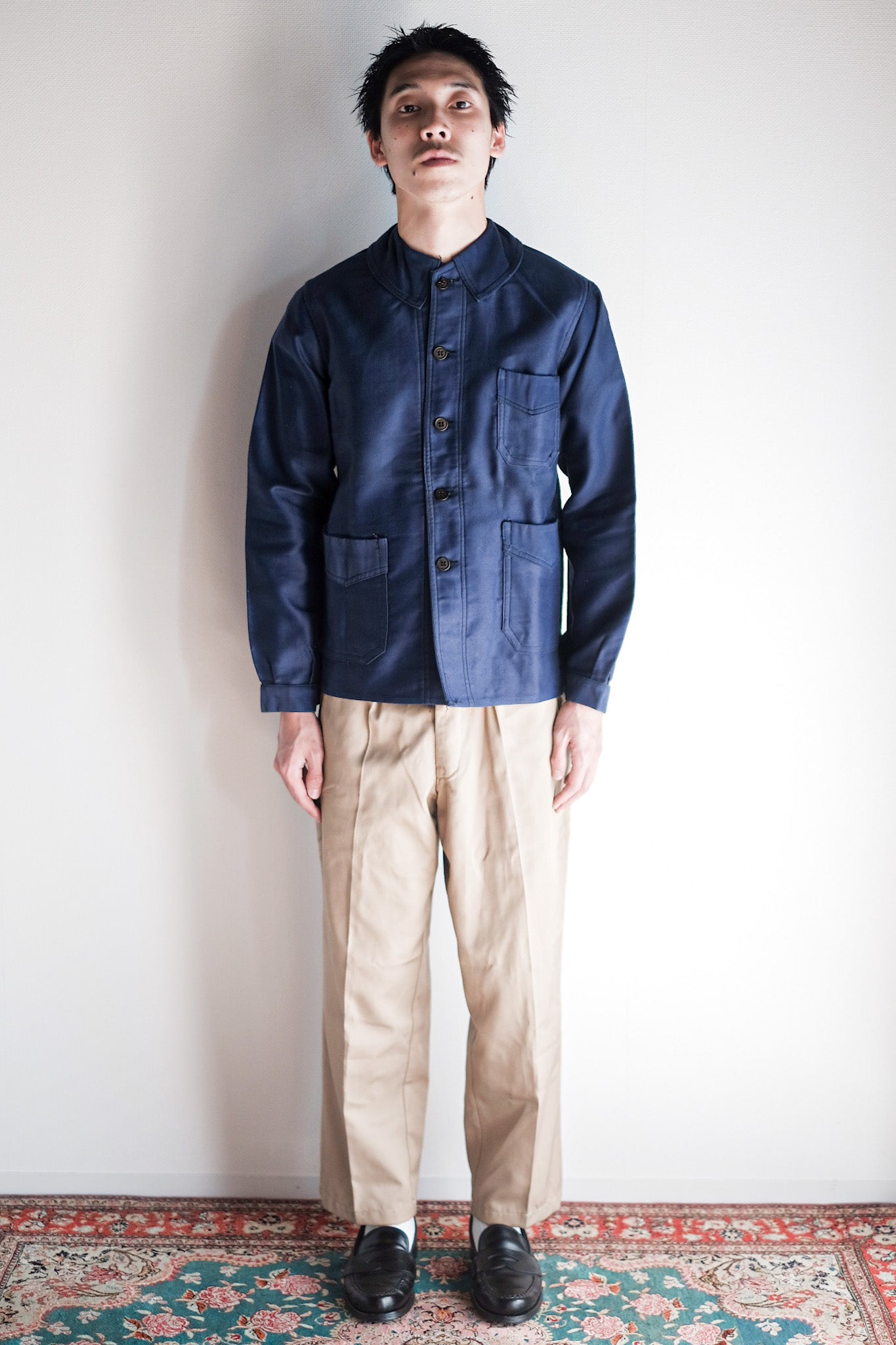 【~40's】French Vintage Blue Moleskin Work Jacket "Dead Stock"