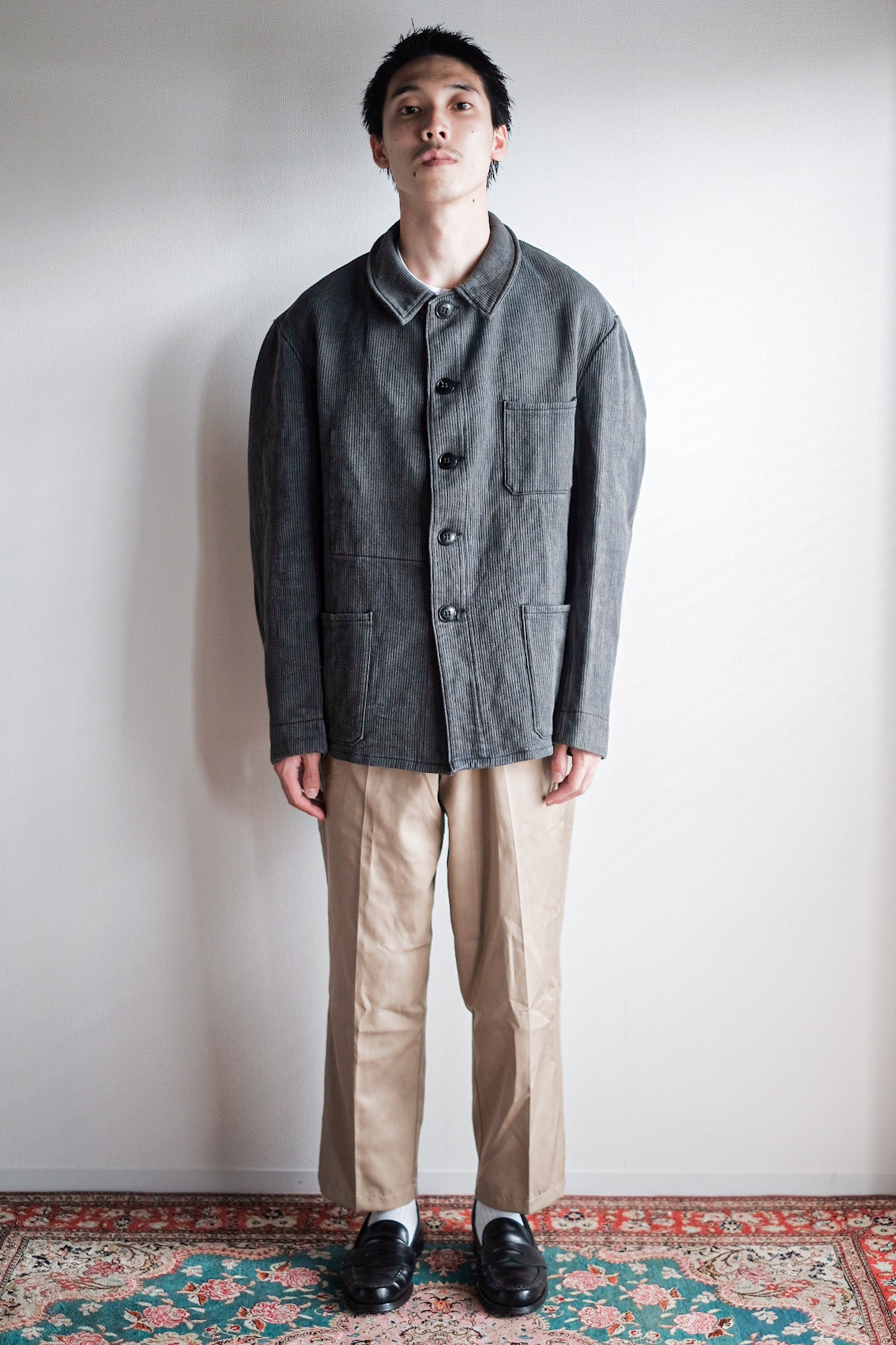 【~50’s】French Vintage Gray Cotton Pique Work Jacket