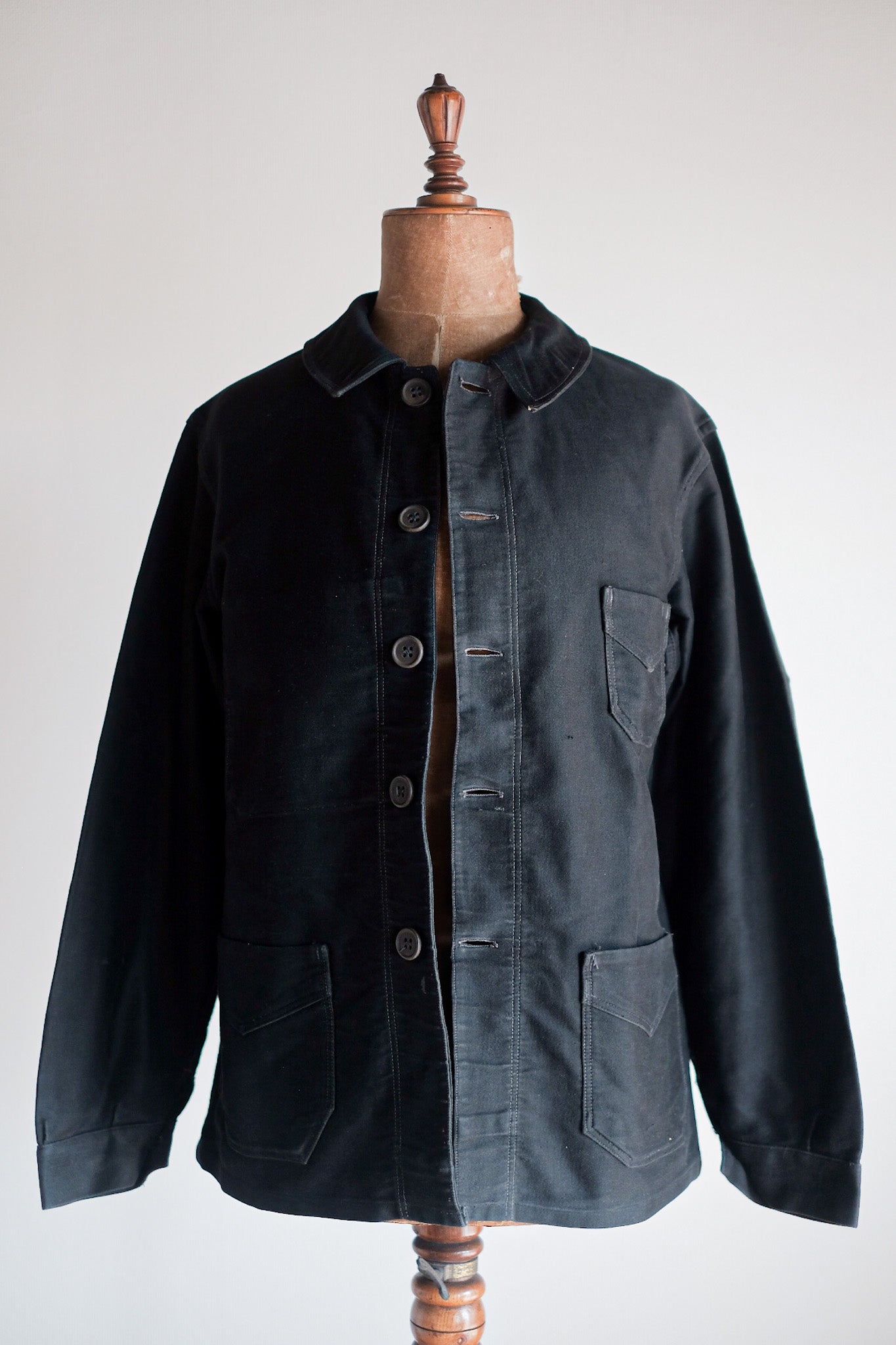 【~30's】French Vintage Black Moleskin Work Jacket