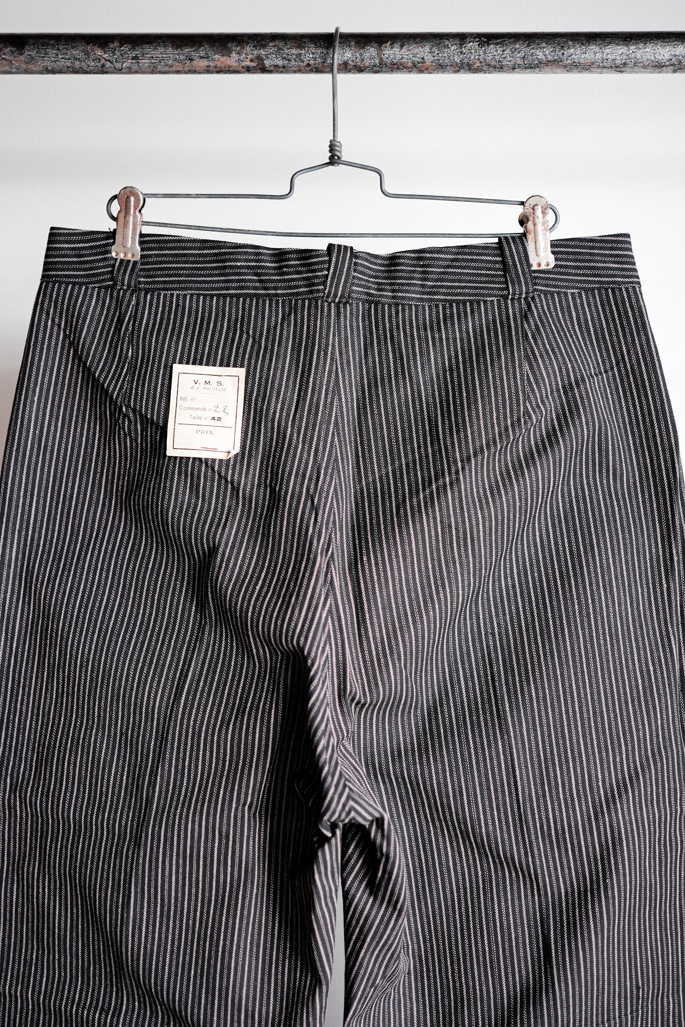 【~40's】French Vintage Cotton Striped Work Pants "Dead Stock"