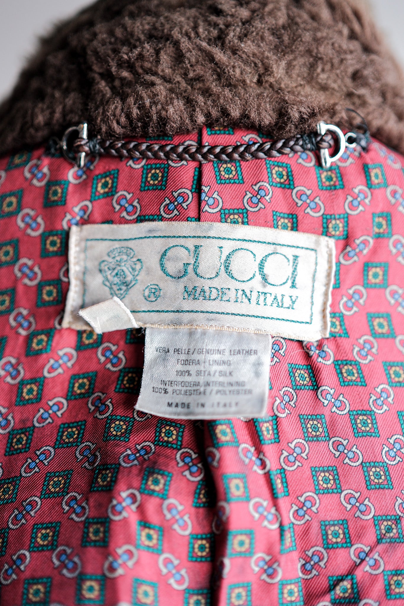 【~80's】Old Gucci Leather Bomber Jacket Size.52
