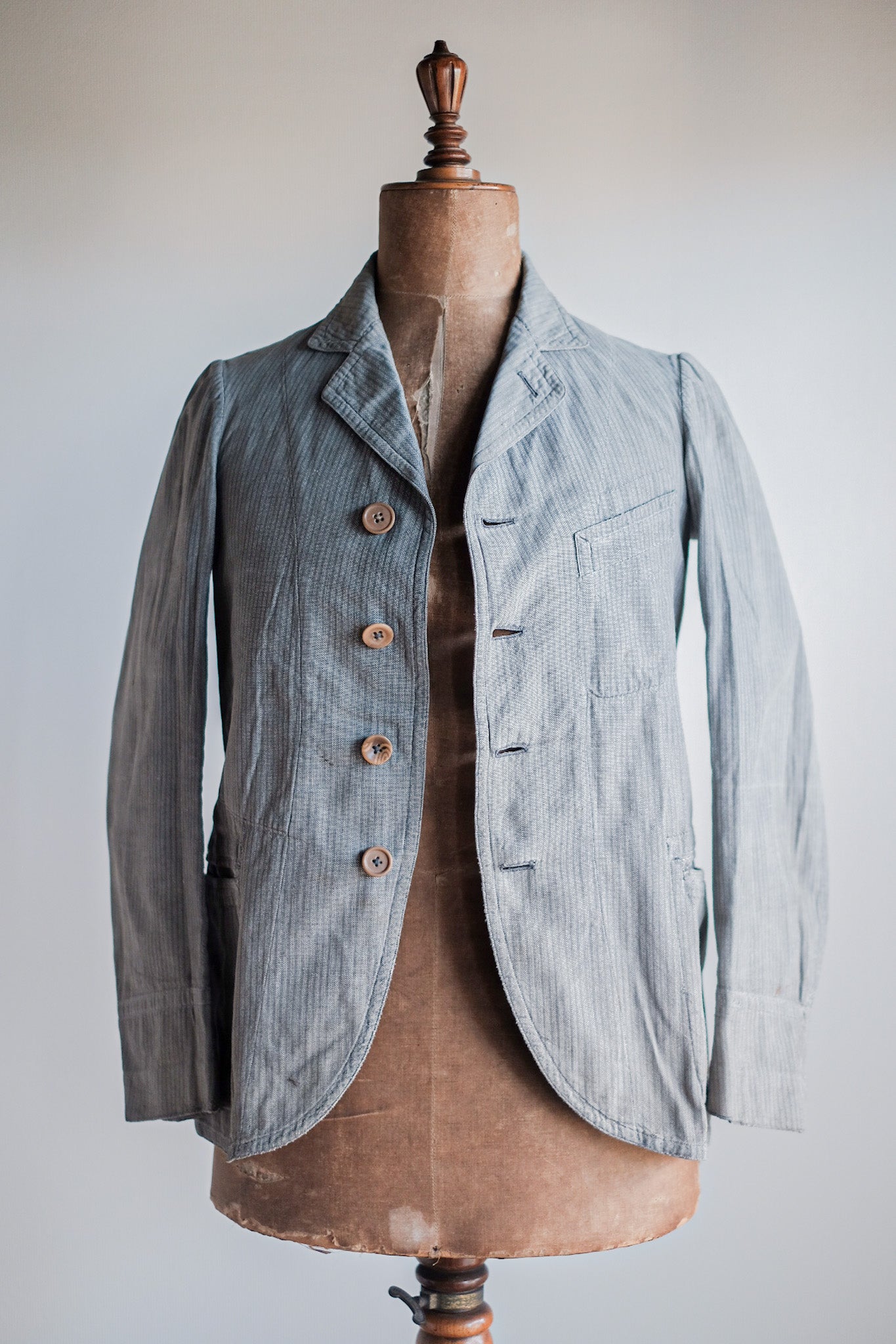 【~10's】French Antique Chambray Striped Sack Jacket