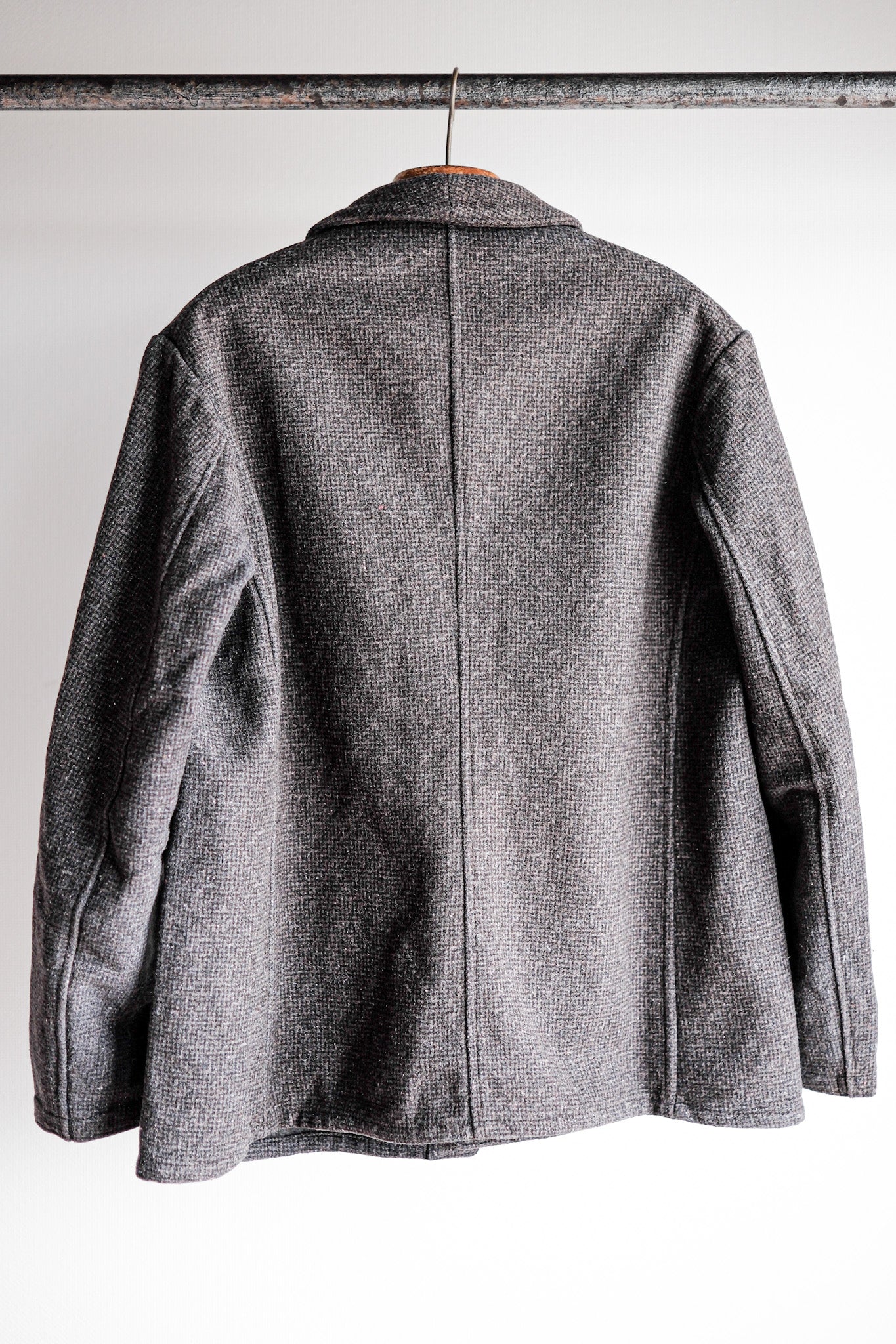 【~50's】French Vintage Gray Wool Checked Work Jacket