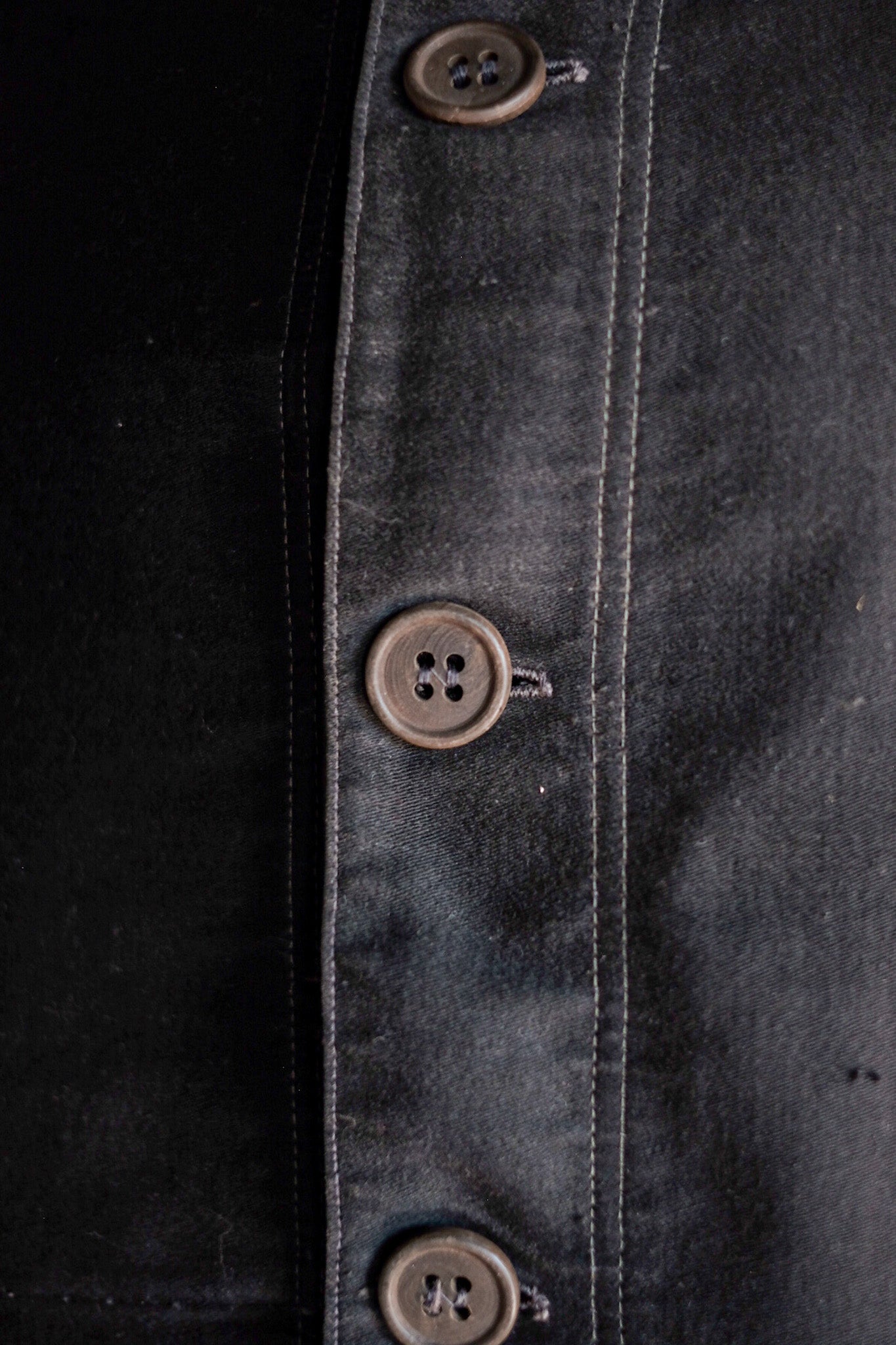 【~30's】French Vintage Black Moleskin Work Jacket