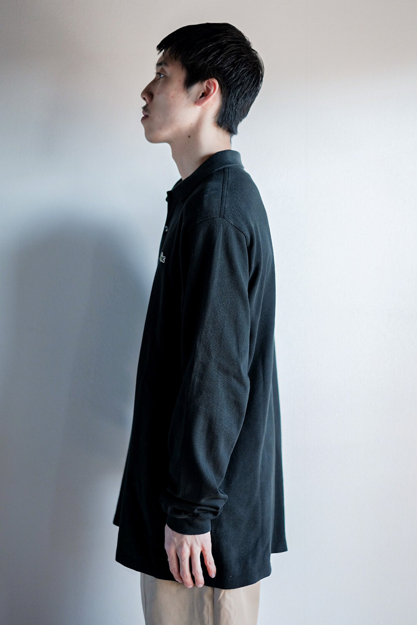 【~80's】CHEMISE LACOSTE L/S Polo Shirt Size.5 "Black"