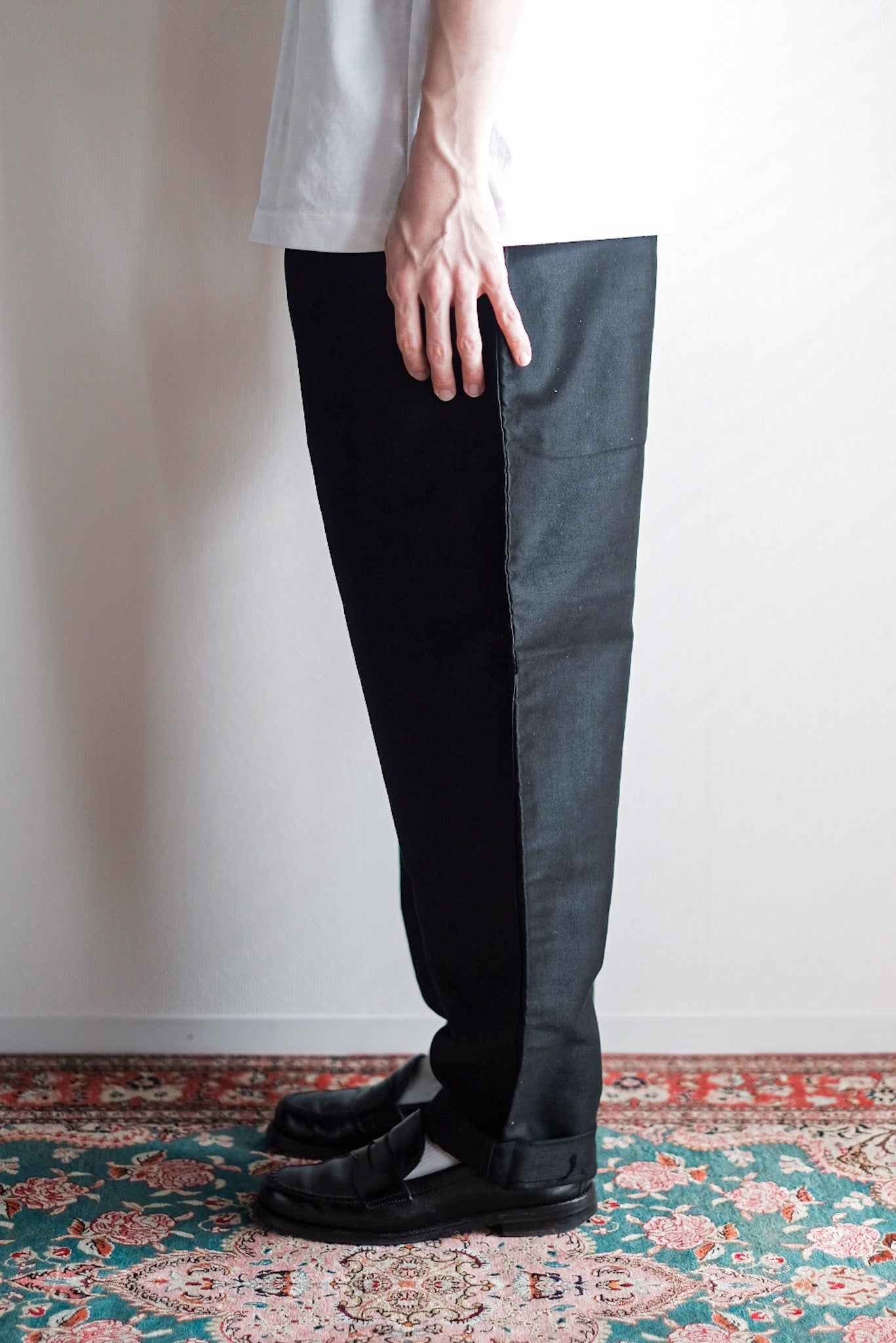 【~30's】French Vintage Black Moleskin Work Pants "Le Mont St. Michel" "Dead Stock"