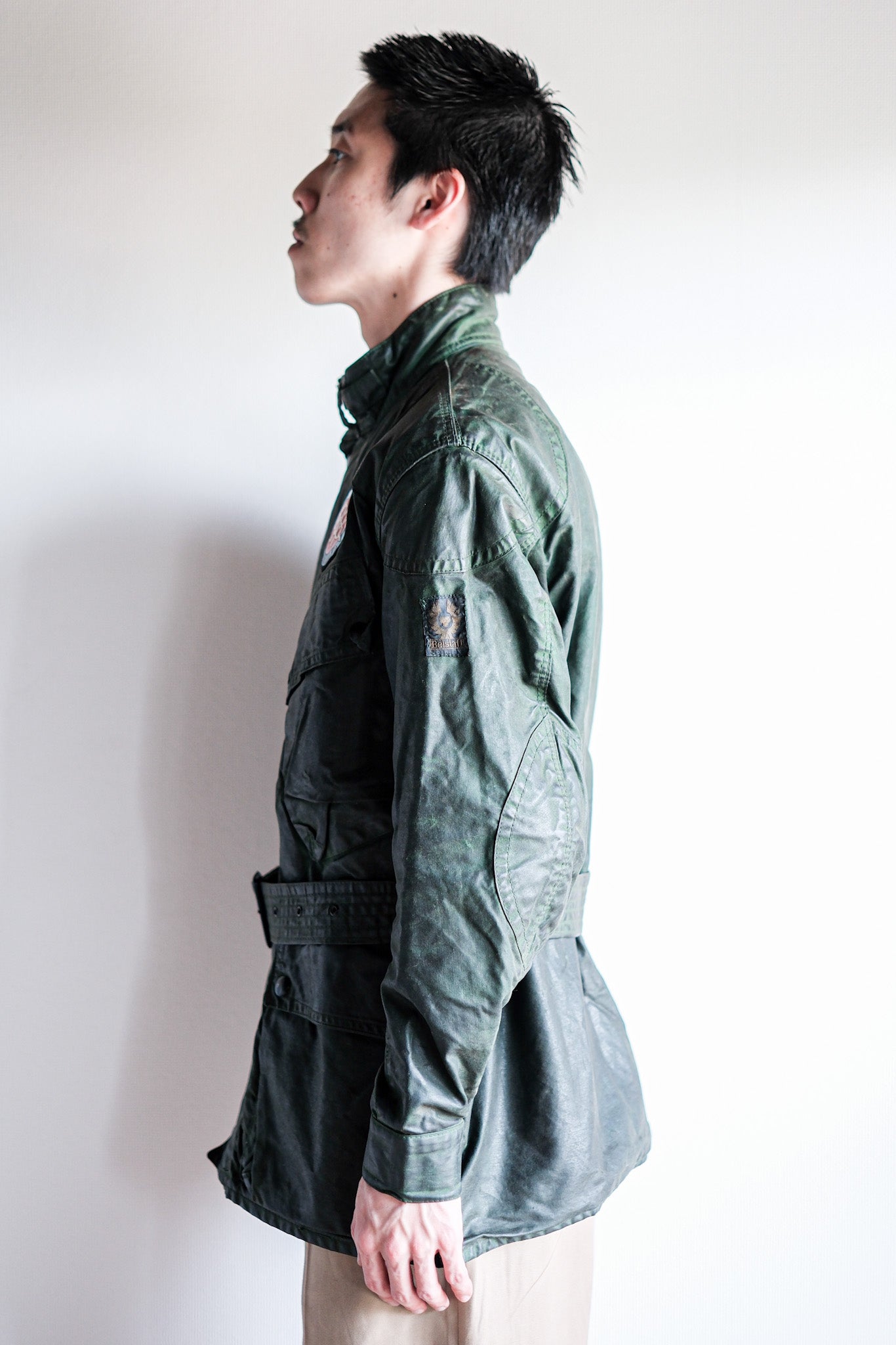 【~60's】Vintage Belstaff Green Waxed Jacket With Patches Size.36 “TRIALMASTER"