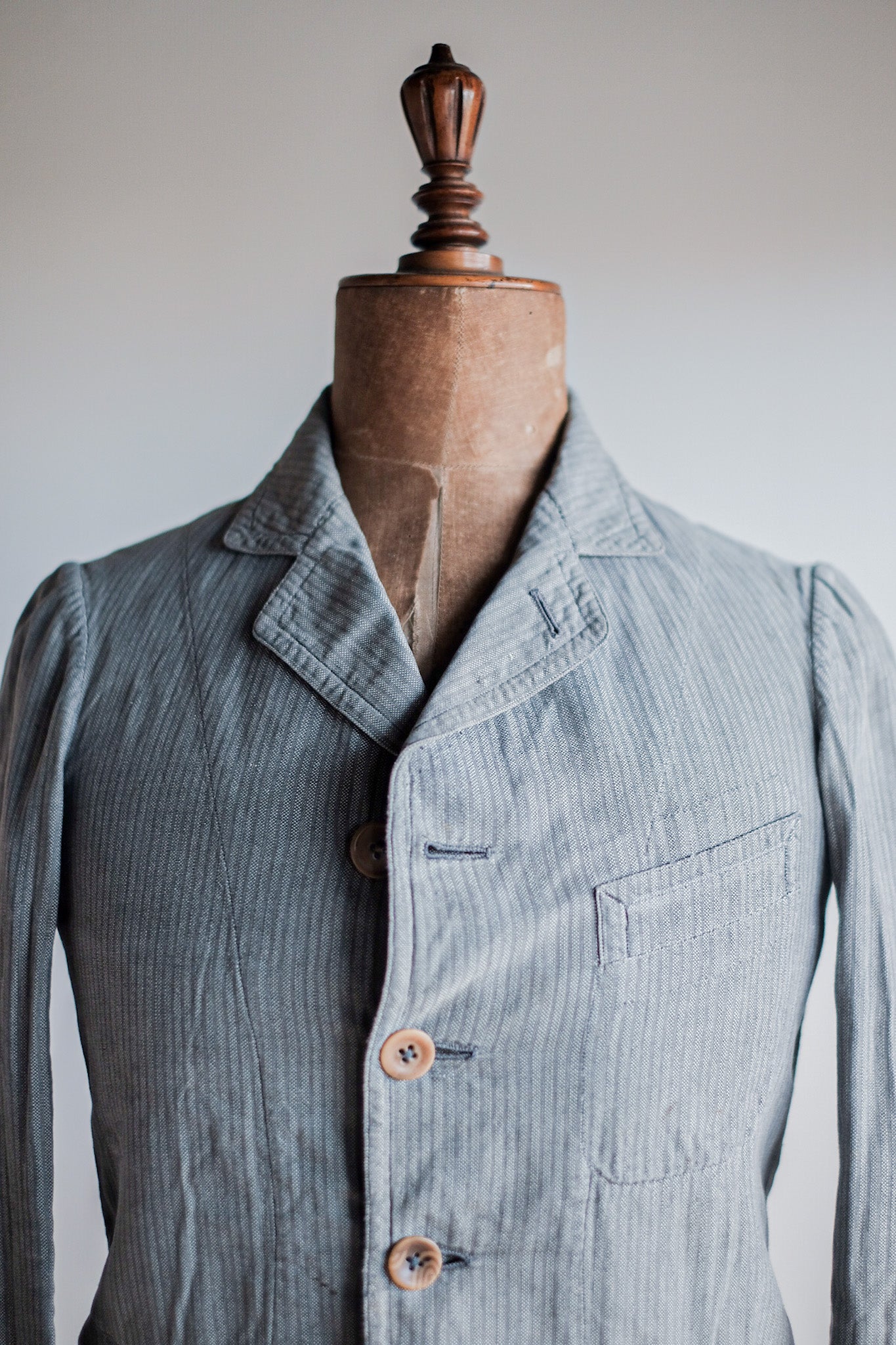 【~10's】French Antique Chambray Striped Sack Jacket