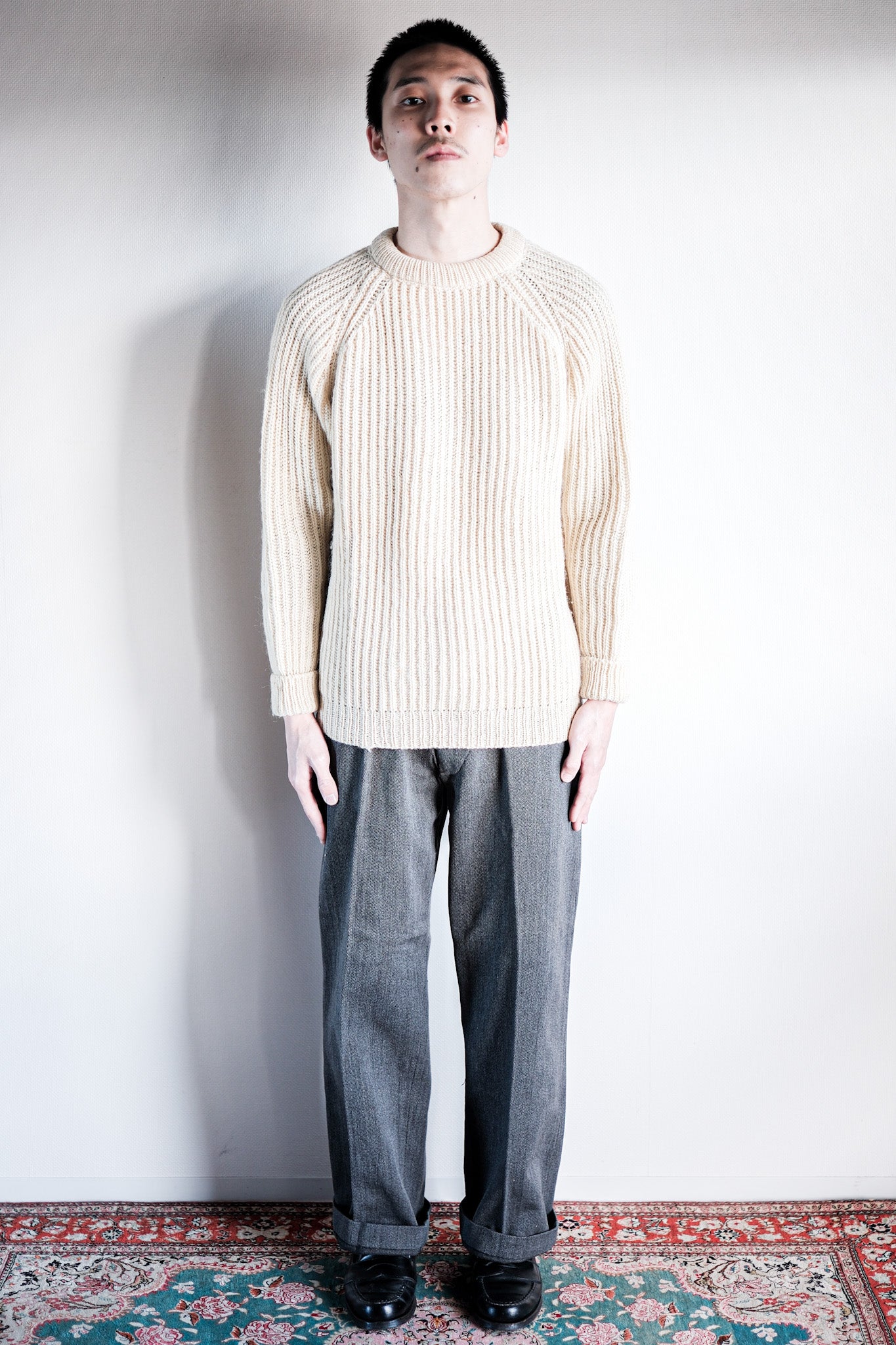 【~30's】French Vintage Salt & Pepper Cotton Twill Work Pants "Dead Stock"