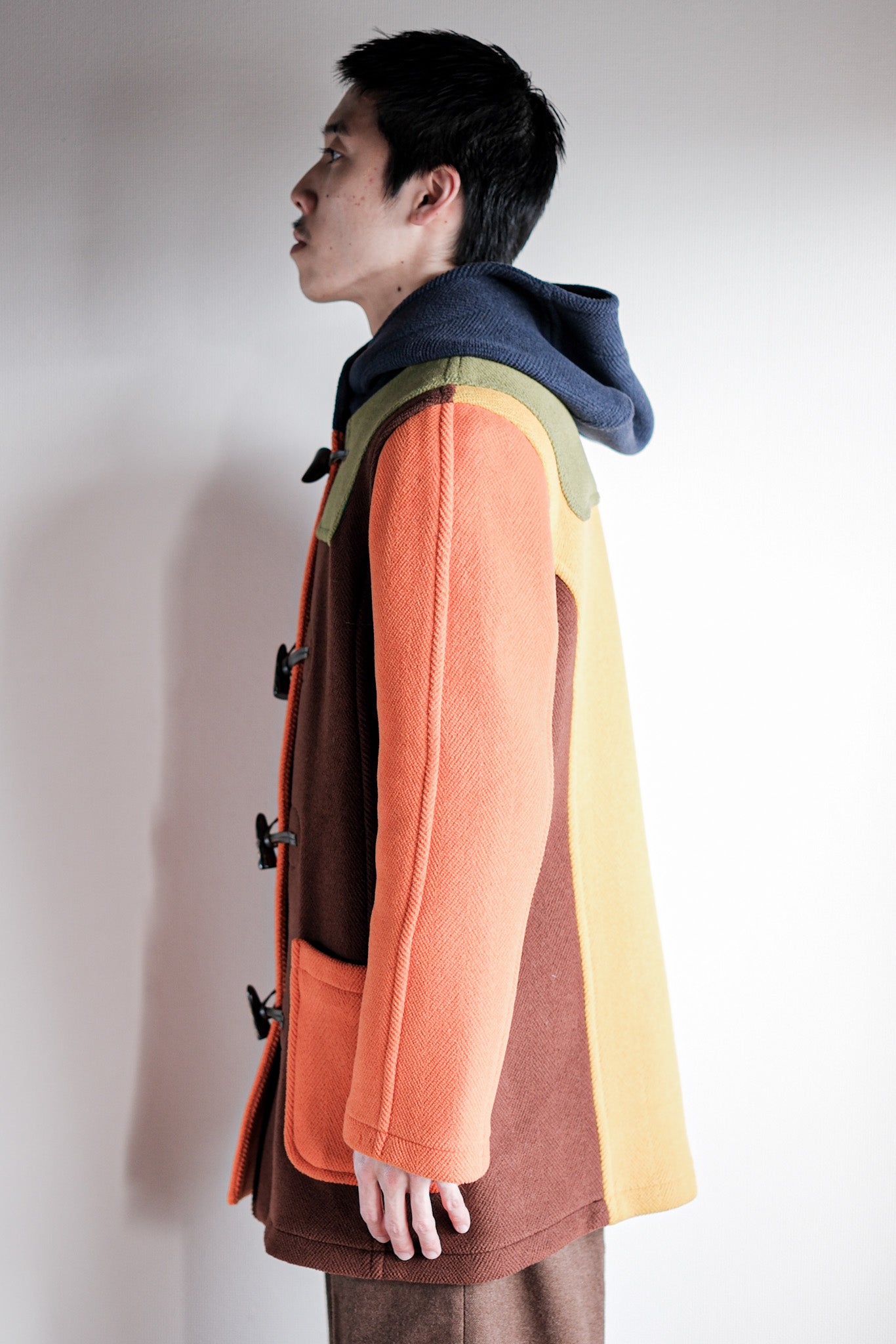【~90's】Old INVERTERE Crazy Pattern Wool Duffle Coat "Moorbrook"