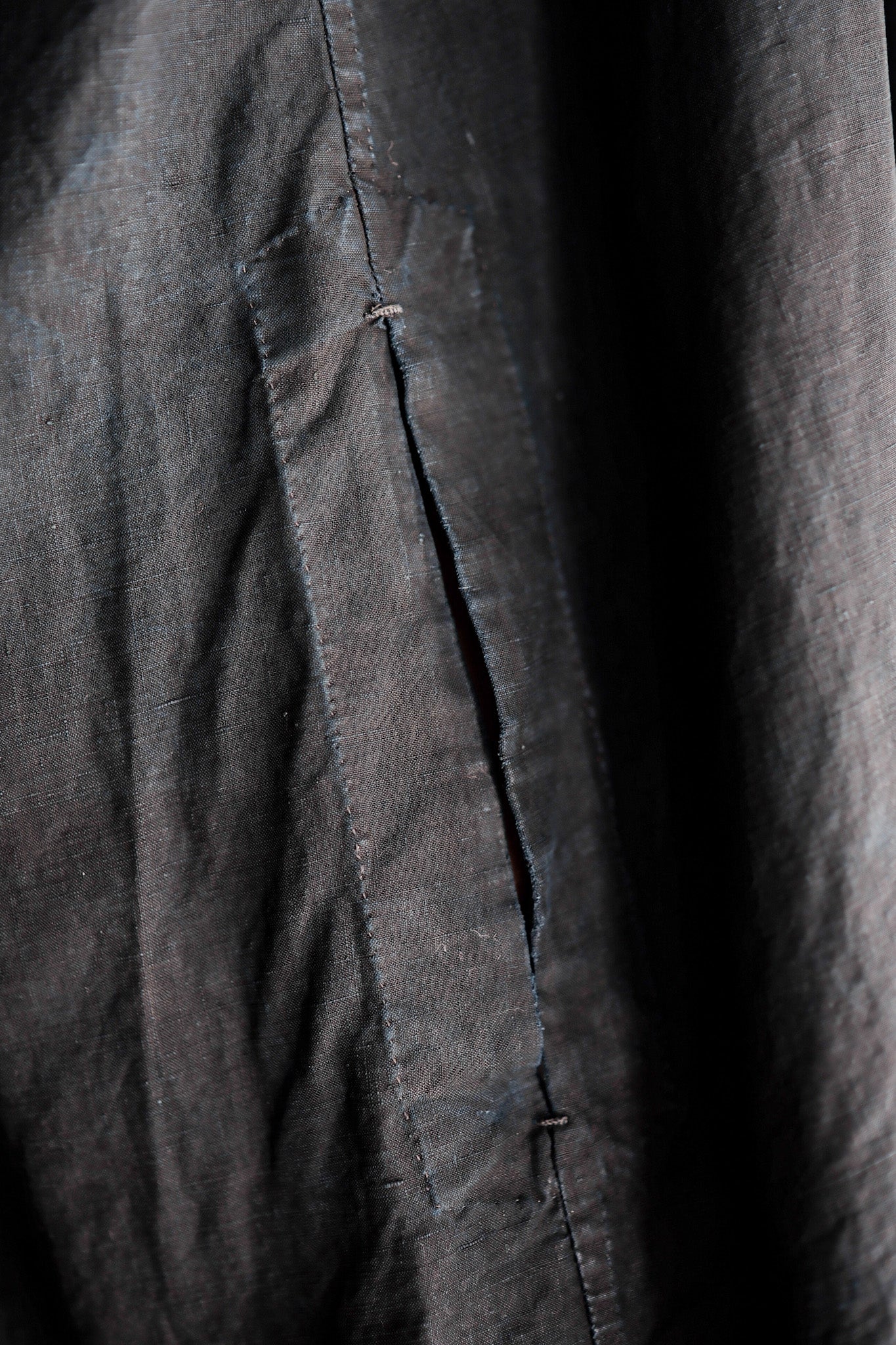 【Early 20th C】French Antique Indigo Linen Smock Open Type "Biaude"
