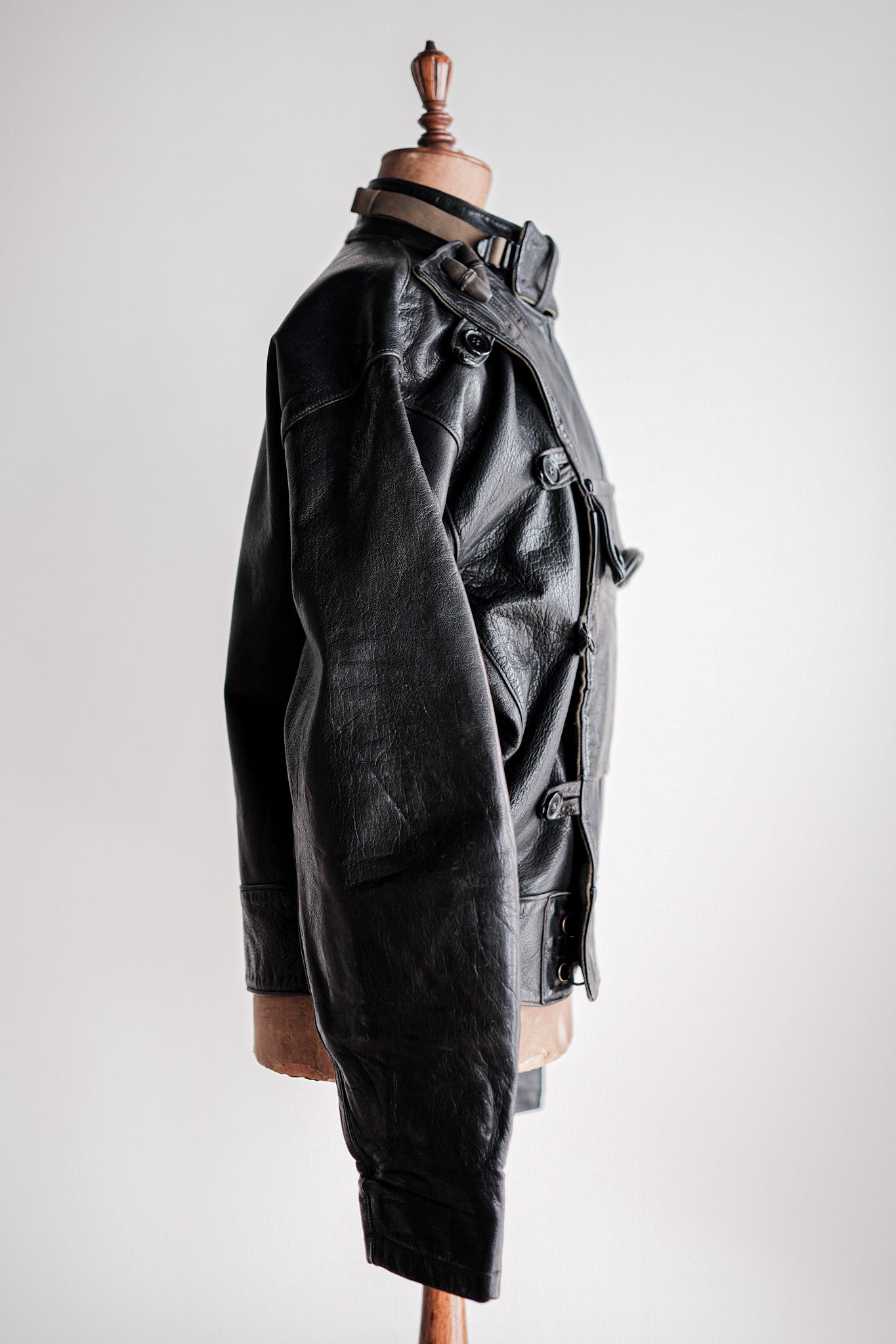【~50's】Swedish Army Dispatch Rider Leather Motorcycle Jacket