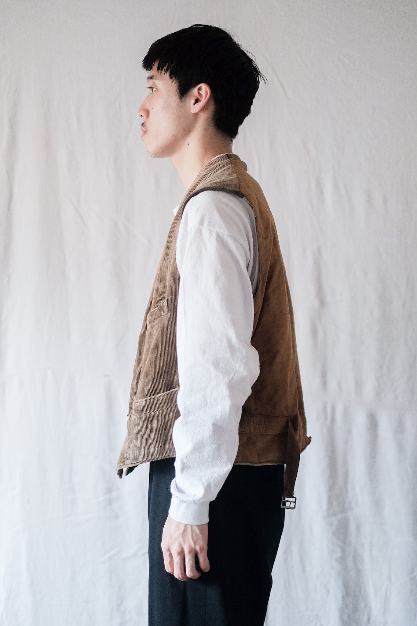 【~30's】French Vintage Brown Corduroy Hunting Gilet