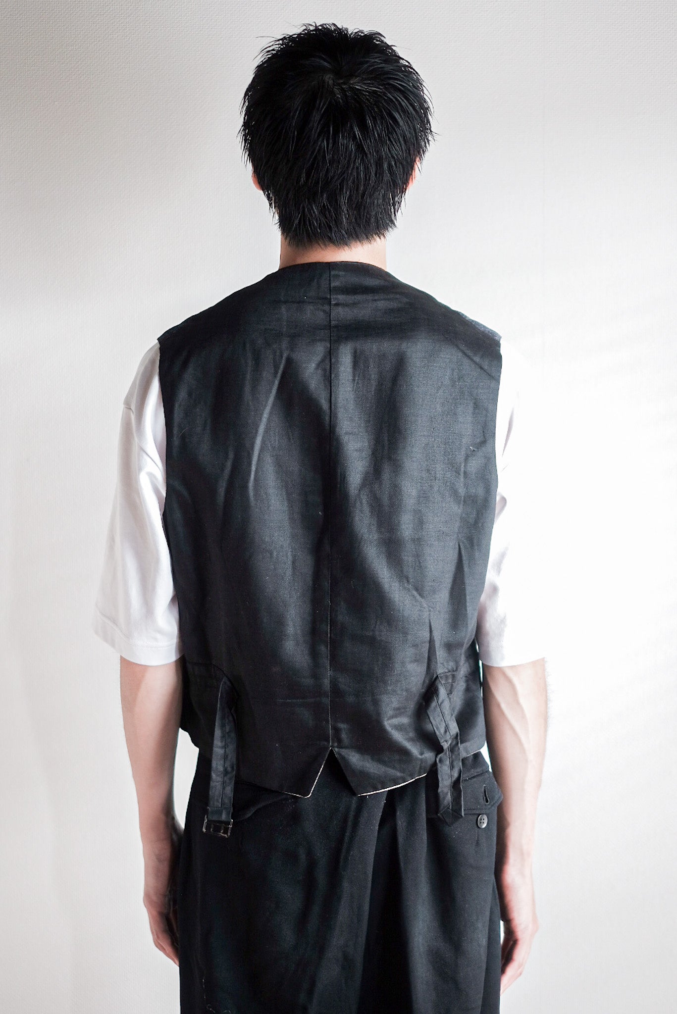 【~40's】French Vintage Gray Wool Striped Work Gilet