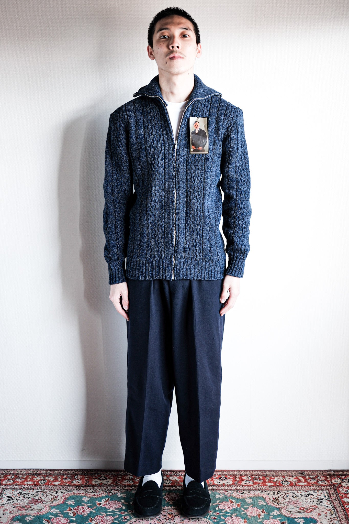 【~60's】French Vintage Full Zip Wool Cardigan "Dead Stock"