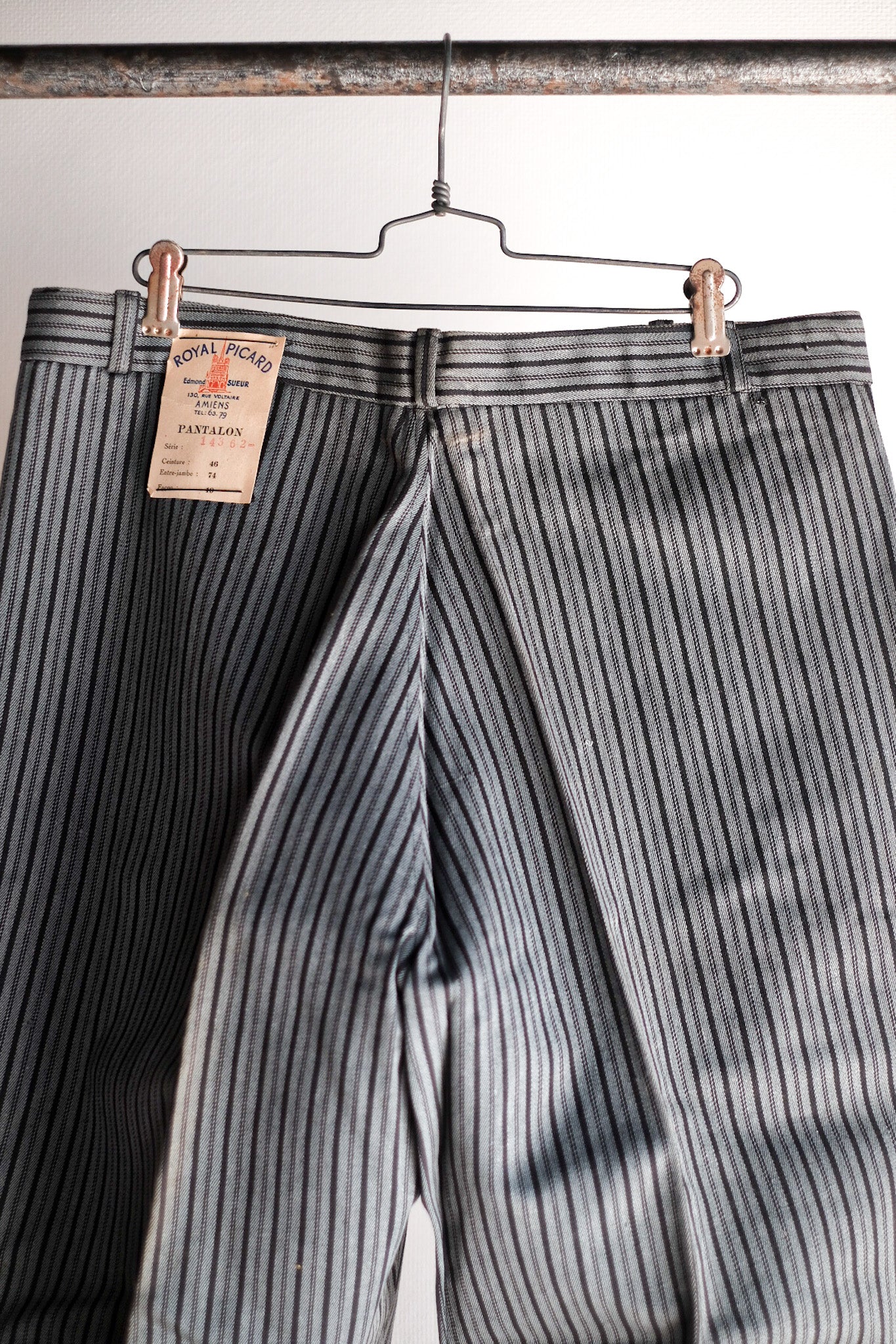 【~40's】French Vintage Cotton Striped Work Pants "Dead Stock"