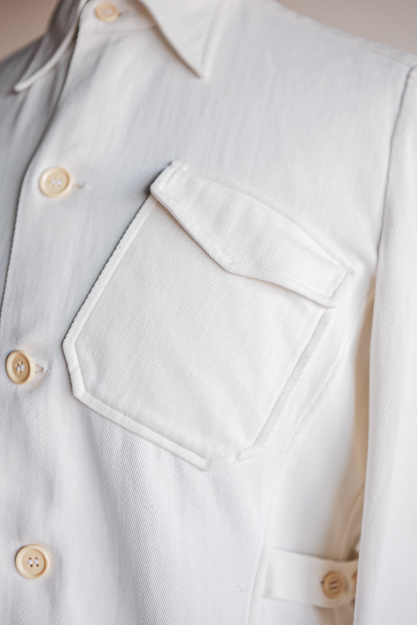 【~30's】French Vintage White Cotton Twill Colonial Jacket