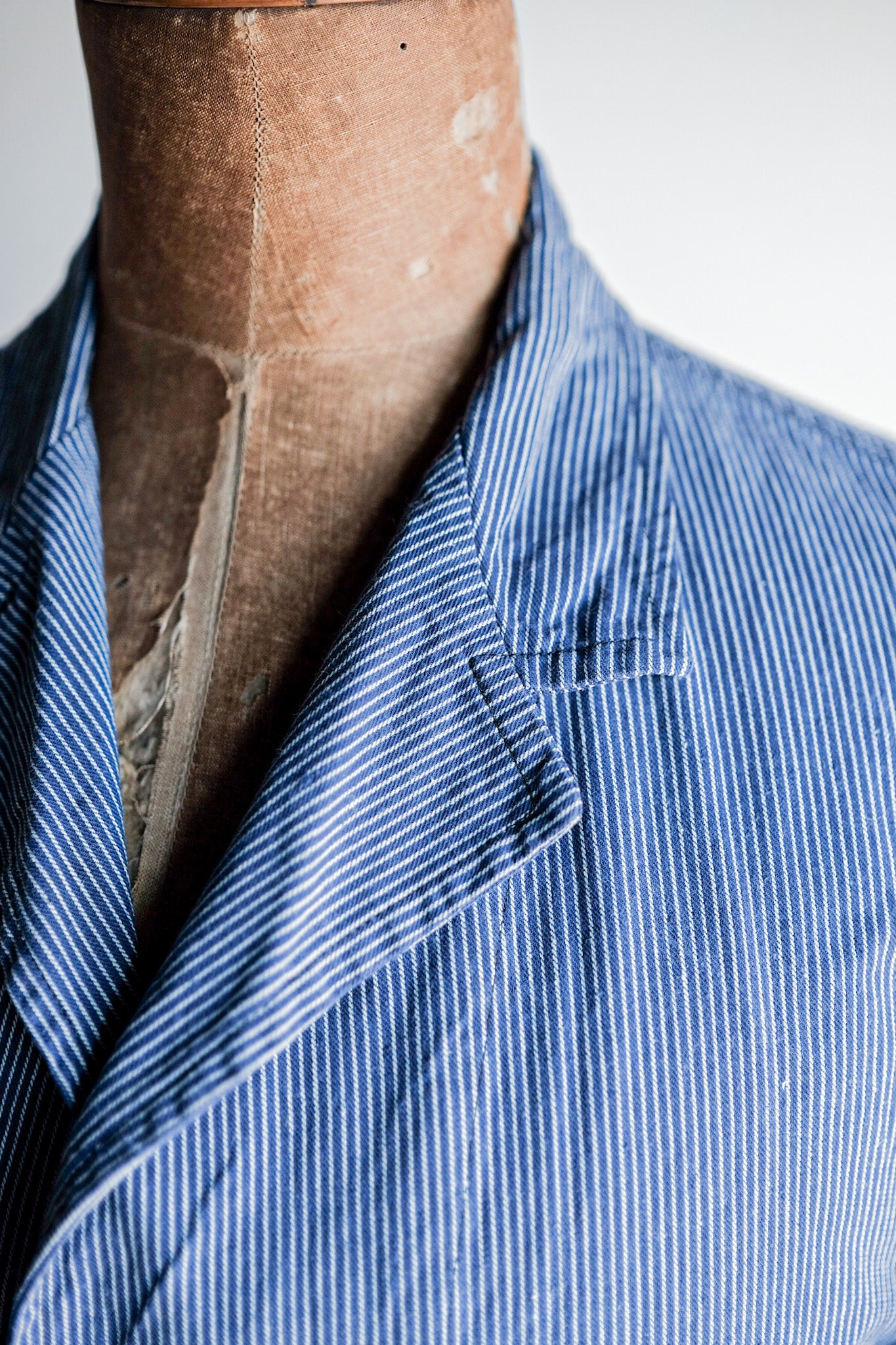 【~60's】French Vintage Cotton Striped Work Jacket "AU MOLINEL"