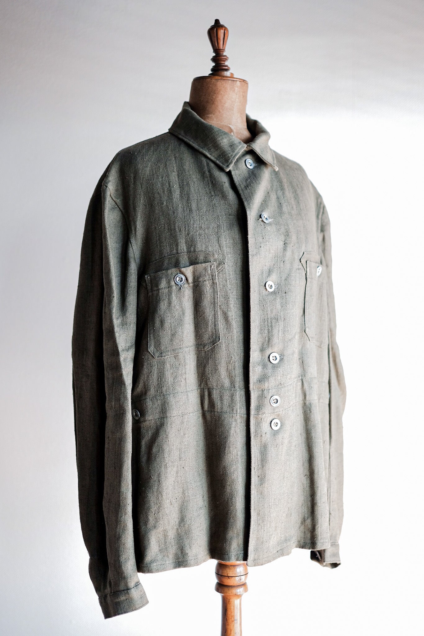 【~30's】German Air Force Green Linen HBT Jacket "Luftwaffe" "Dead Stock"
