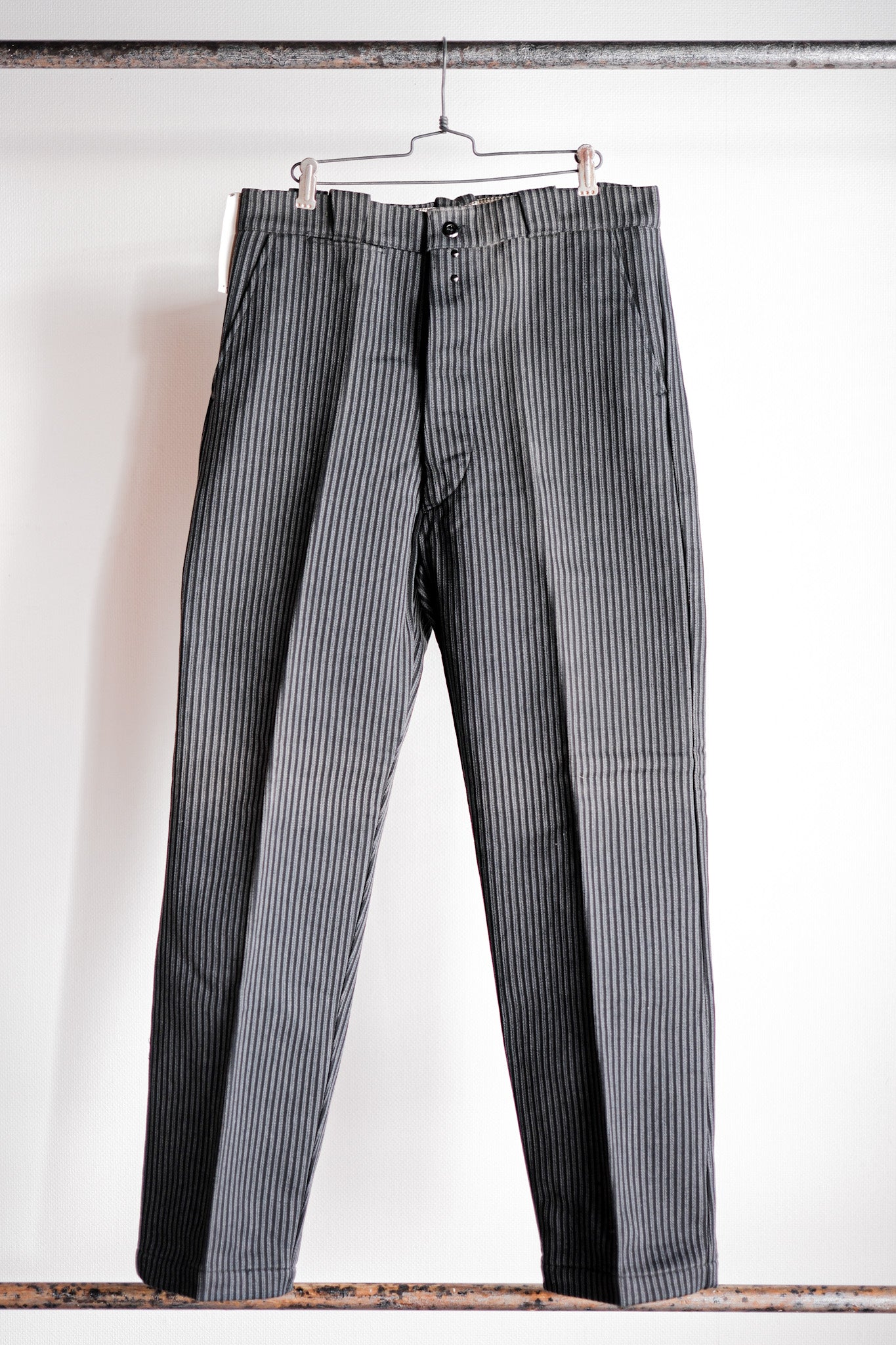 【~50's】French Vintage Cotton Striped Work Pants "Dead Stock"
