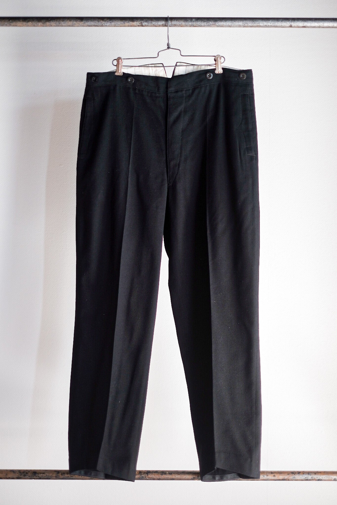 【~40's】German Vintage Black Wool Trousers