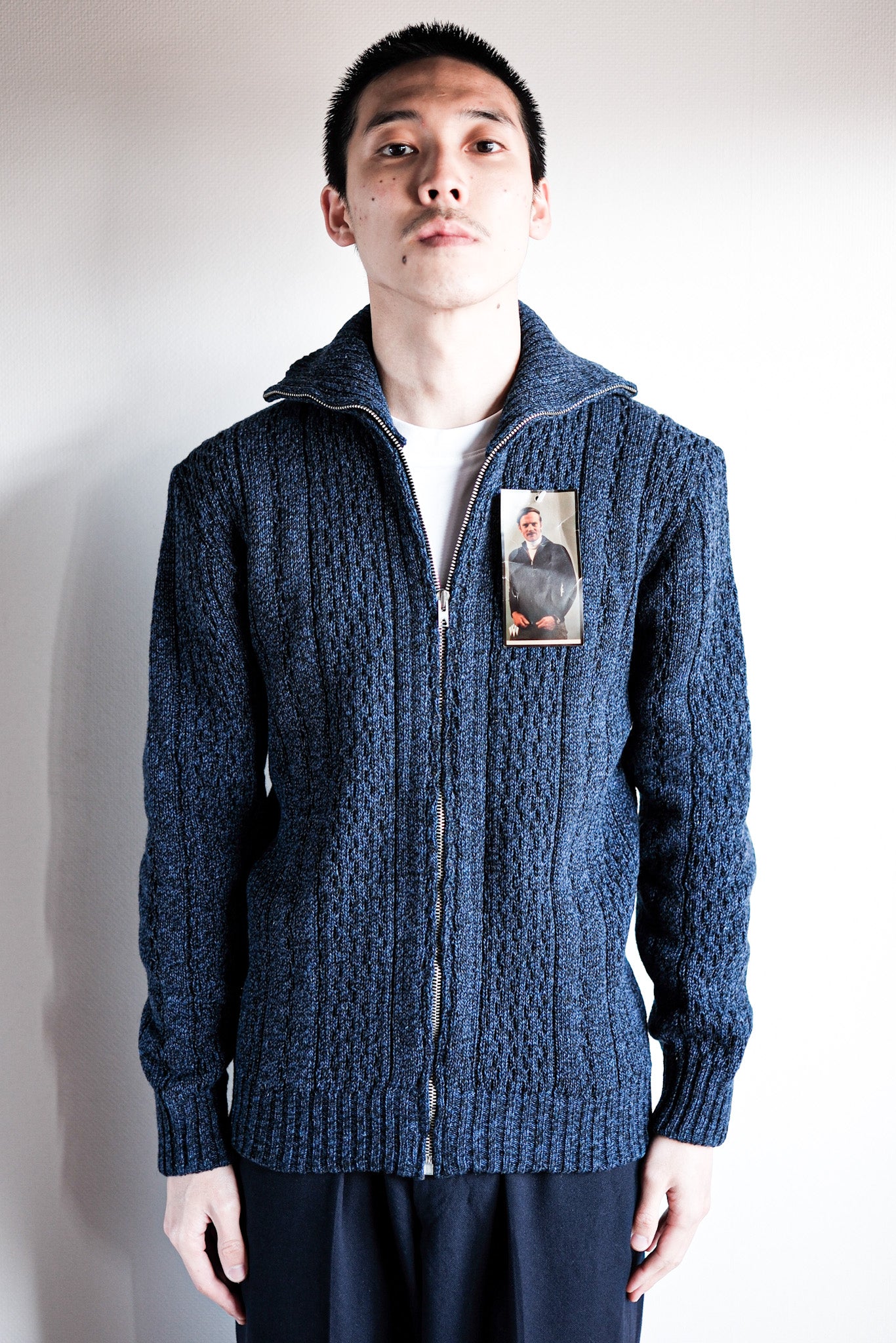 【~60's】French Vintage Full Zip Wool Cardigan "Dead Stock"