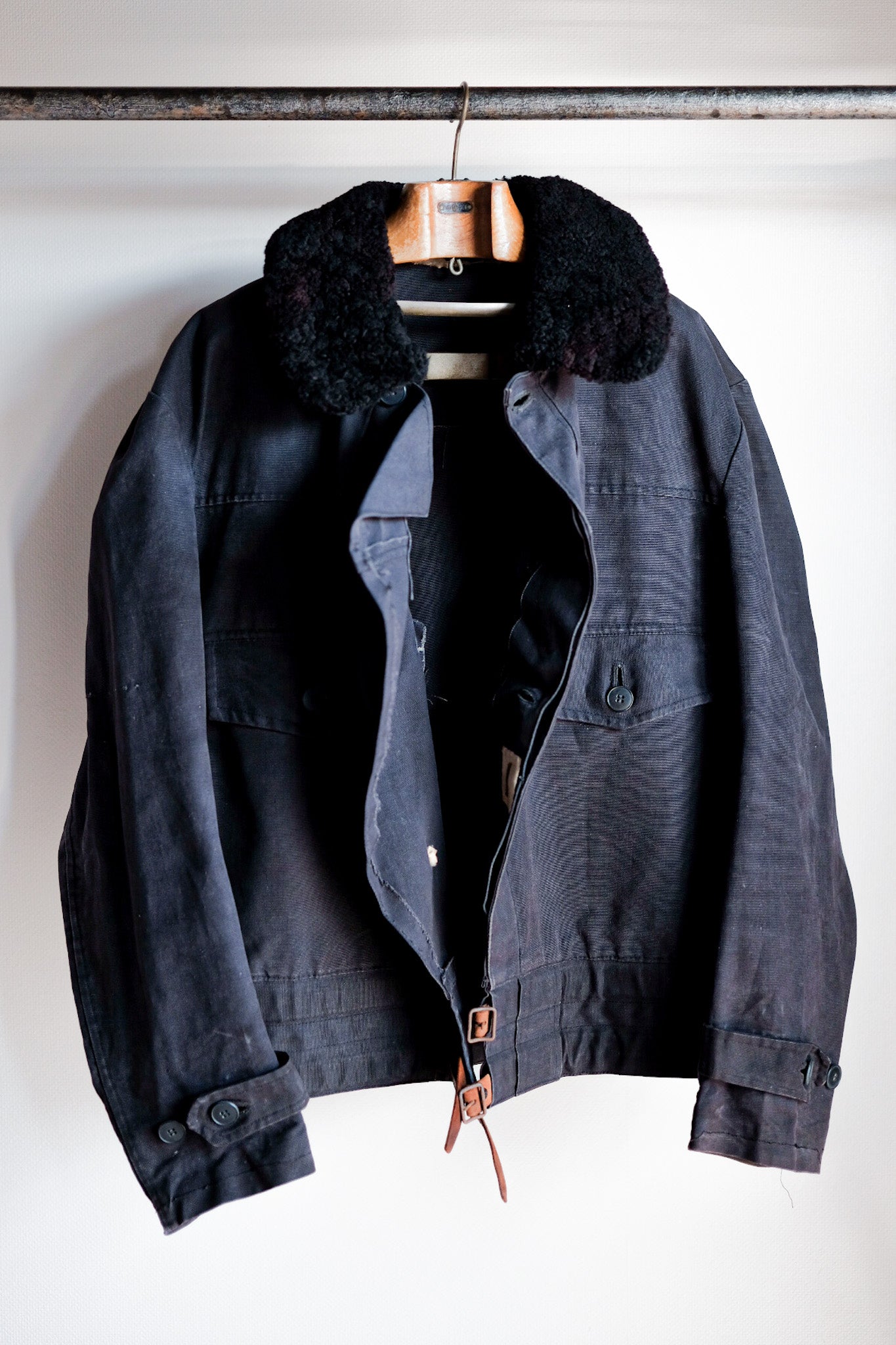 【~50’s】Swedish Army Motorcycle Jacket “Black Color”