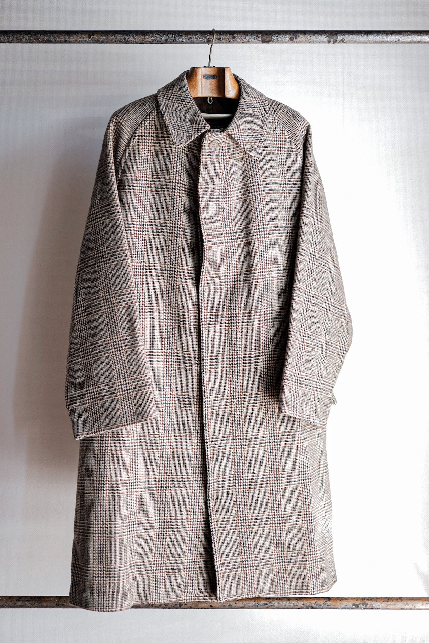 【~80's】Vintage Burberry's Single Raglan Balmacaan Coat Size.54R "Saddle Tweed"