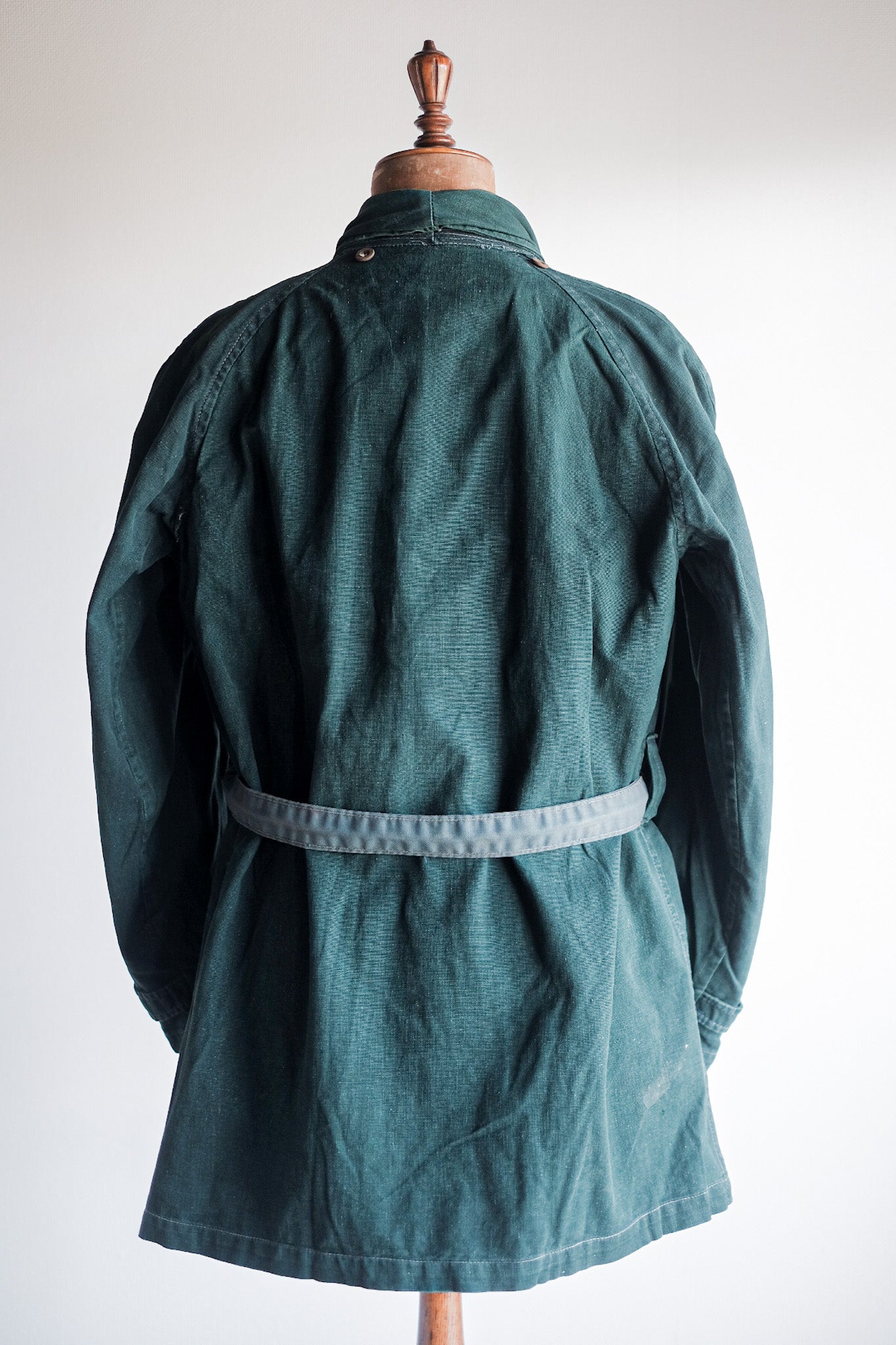 【~40's】French Army Double Breasted Green Linen Canvas Jacket
