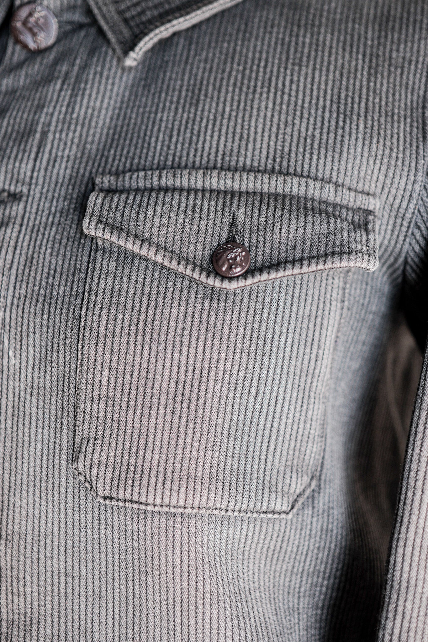 【~50's】French Vintage Gray Cotton Pique Hunting Jacket