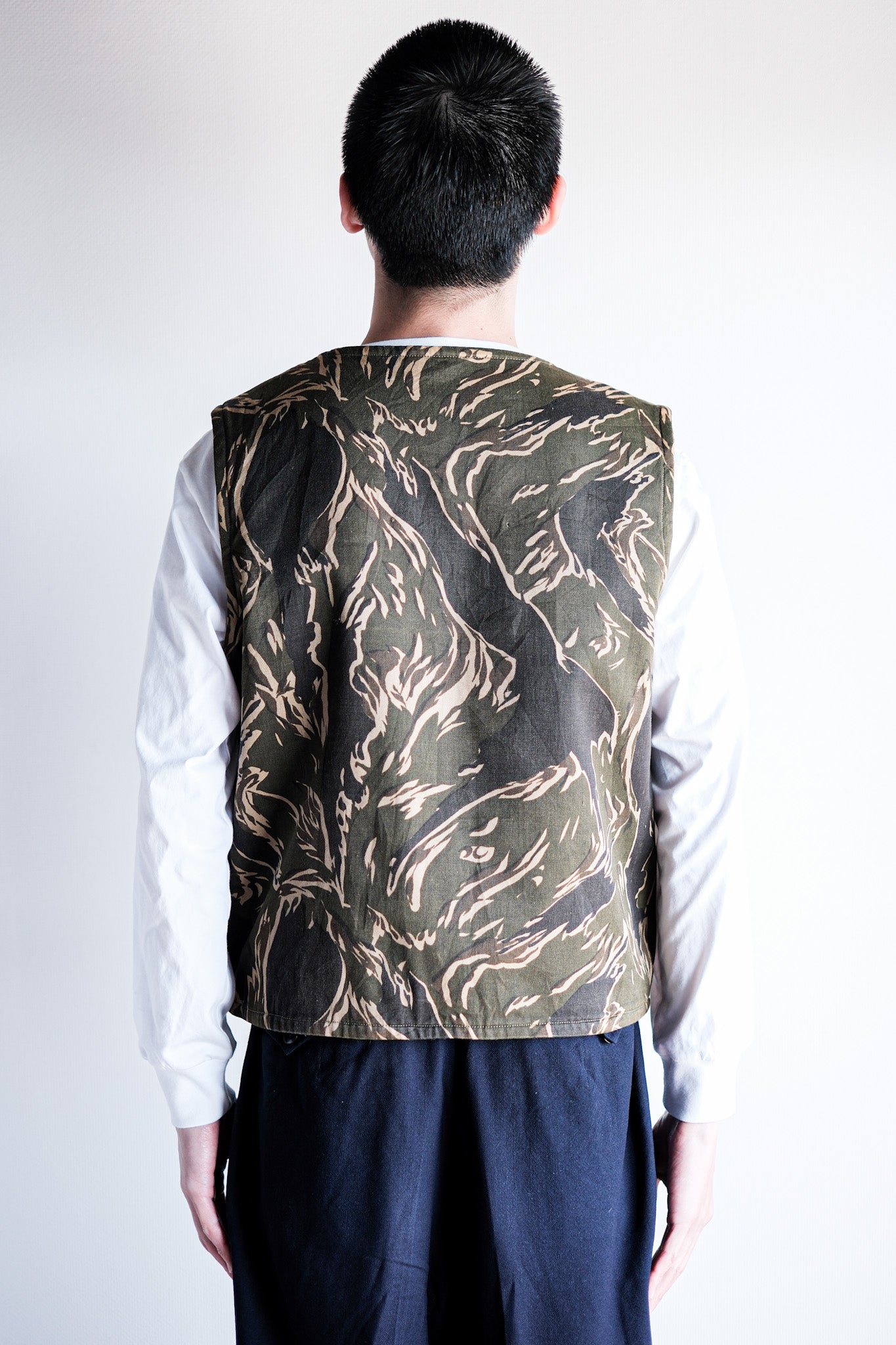 【~70's】American Vintage Tiger Stripe Camouflage Reversible Vest