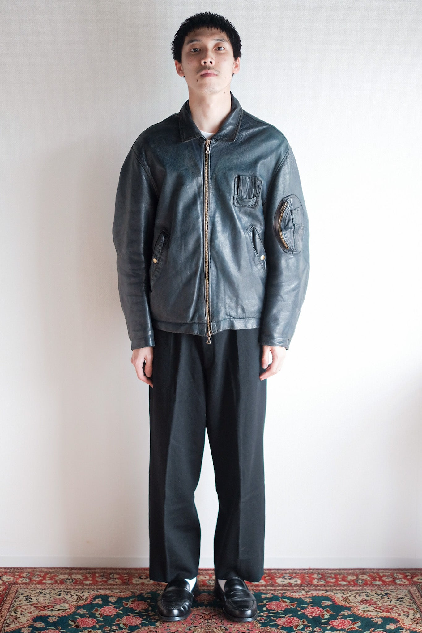 【~80's】French Air Force Pilot Leather Jacket