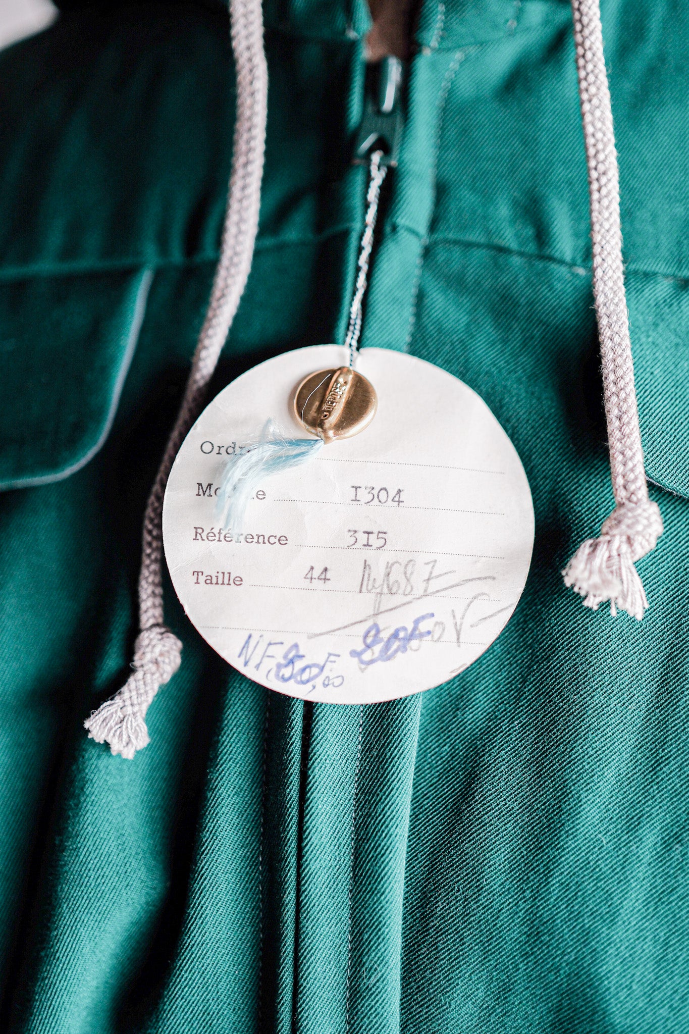 【~50's】French Vintage Green Wool Rayon Hooded Jacket "Dead Stock"