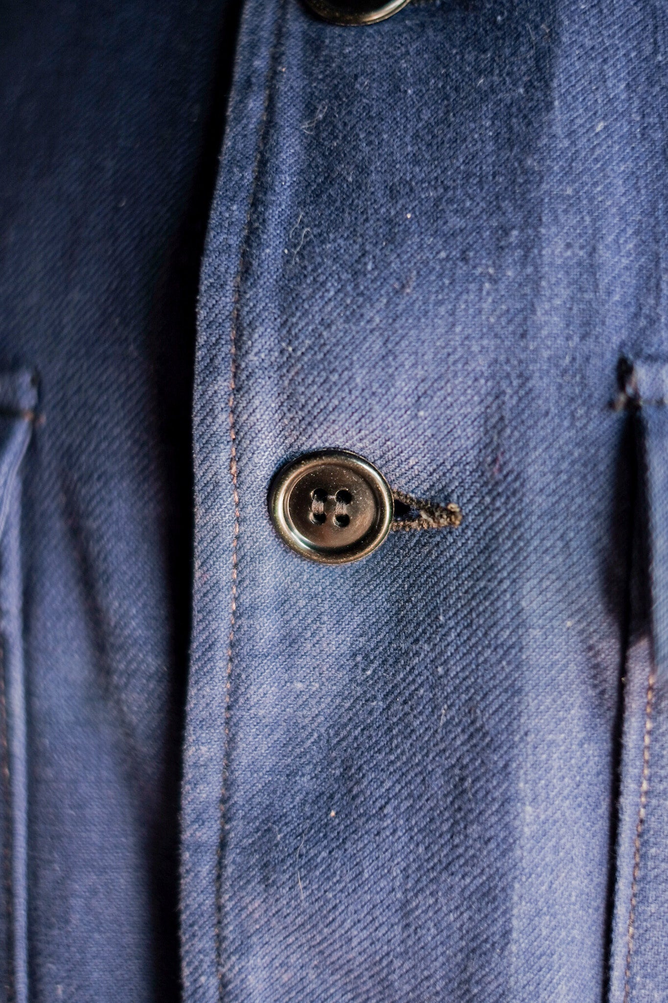 【~40's】French Vintage Blue Cotton Twill Cyclist Jacket