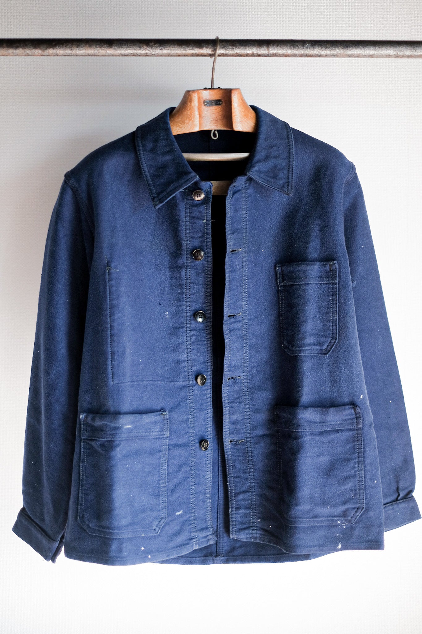 【~50's】French Vintage Blue Moleskin Work Jacket