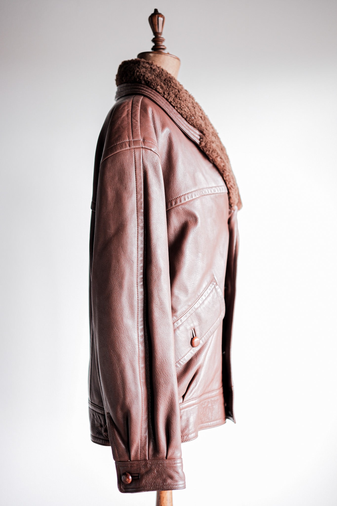 【~80's】Old Gucci Shawl Collar Leather Bomber Jacket Size.52