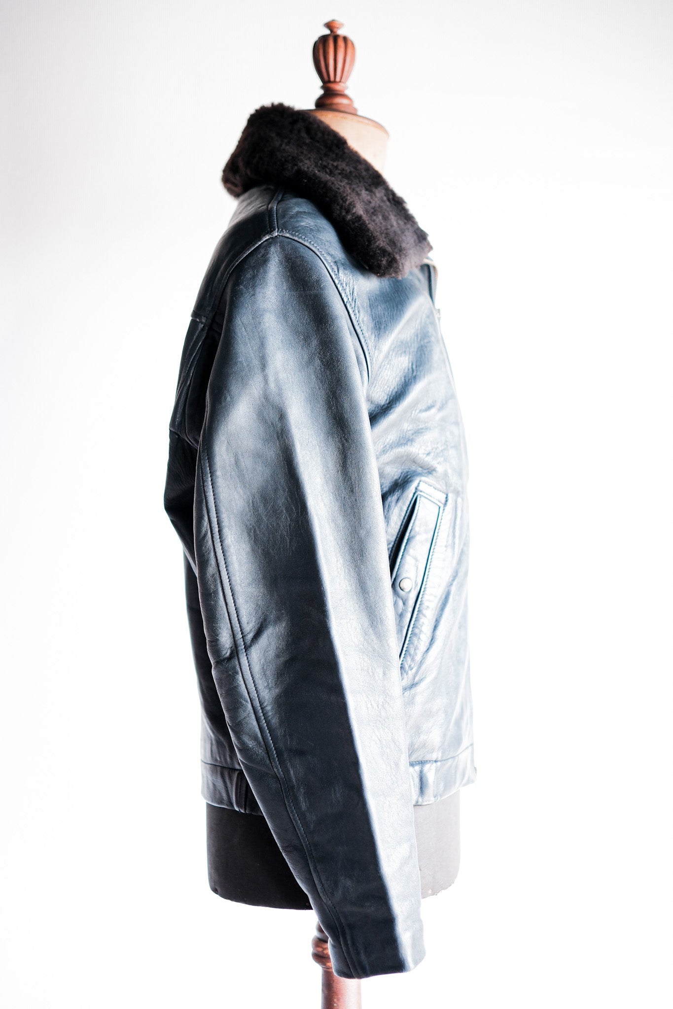 【~70's】French Air Force Pilot Leather Jacket Size.44